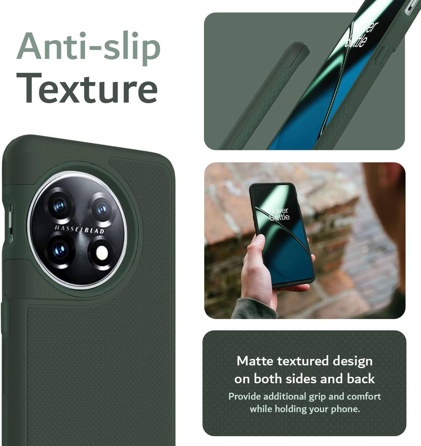 Anti-slip Texture

Matte textured design on both sides and back

Provide additional grip and comfort while holding your phone.