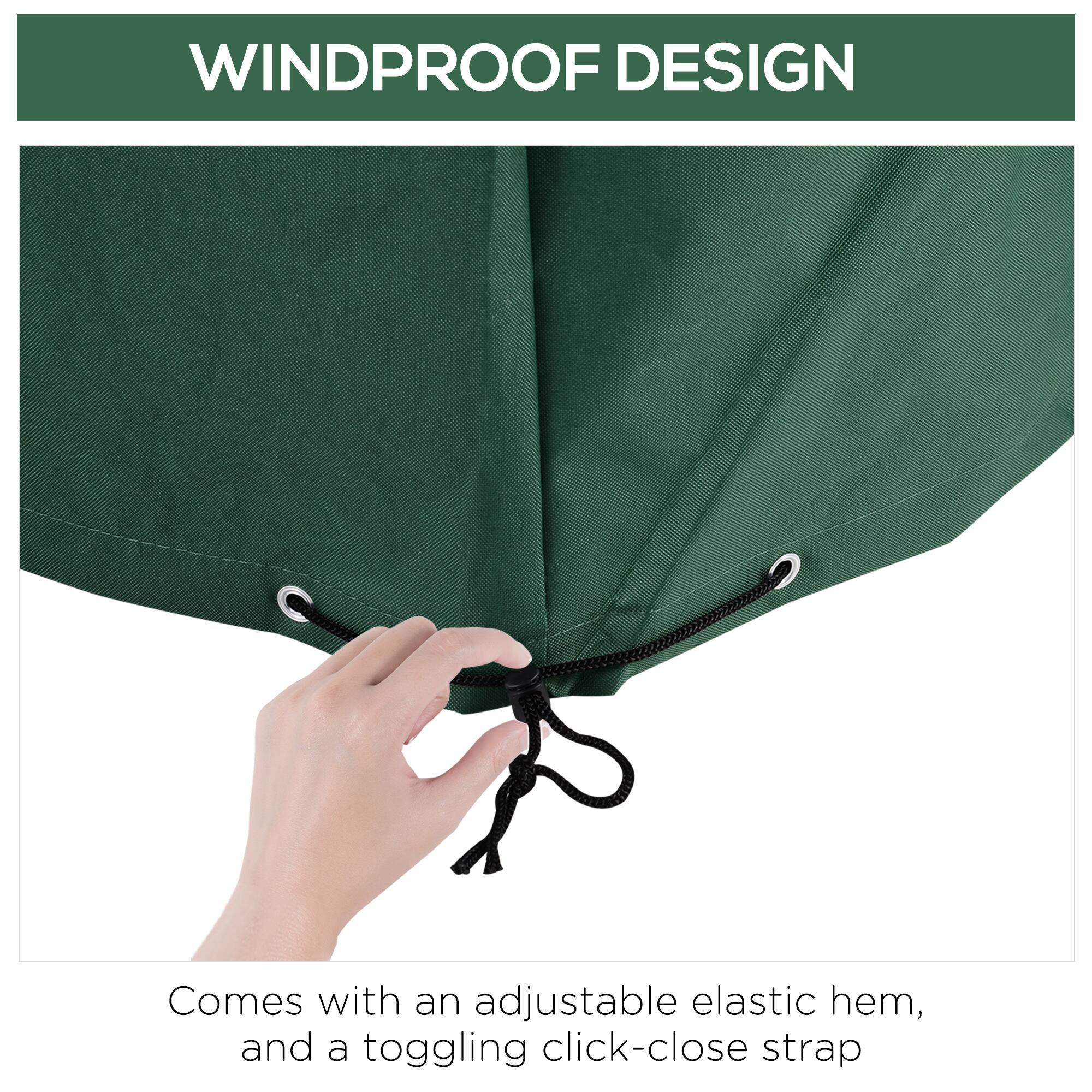 WINDPROOF DESIGN
Comes with an adjustable elastic hem, and a toggling click-close strap