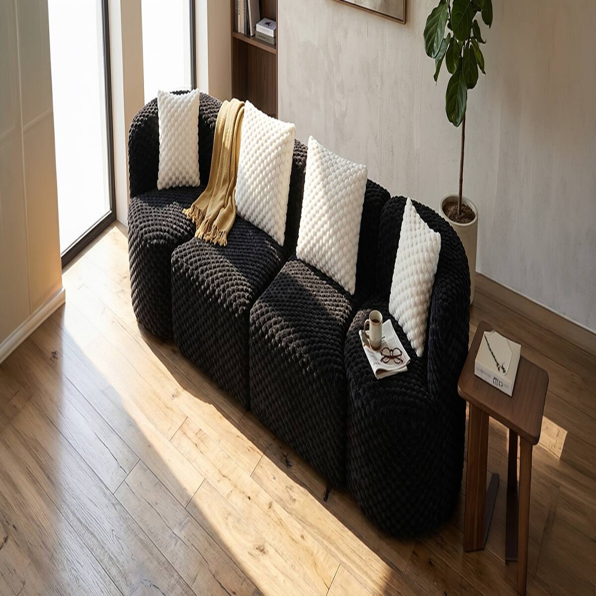 Ropilly Modular Sectional Sofa, Oversized 4 Seat Sofa in Black Bubble ...
