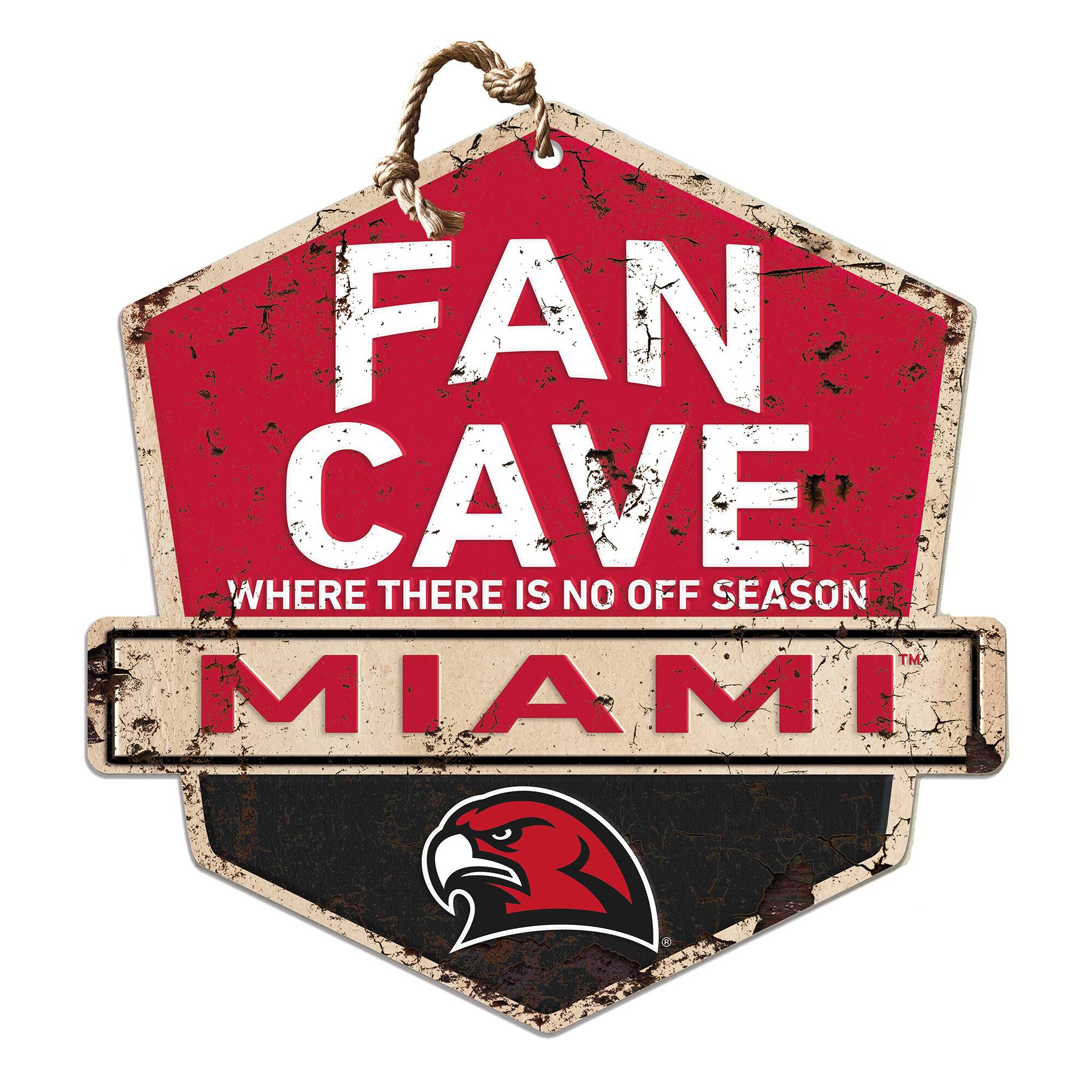 Miami University RedHawks 20'' x 20'' Fan Cave Badge Sign