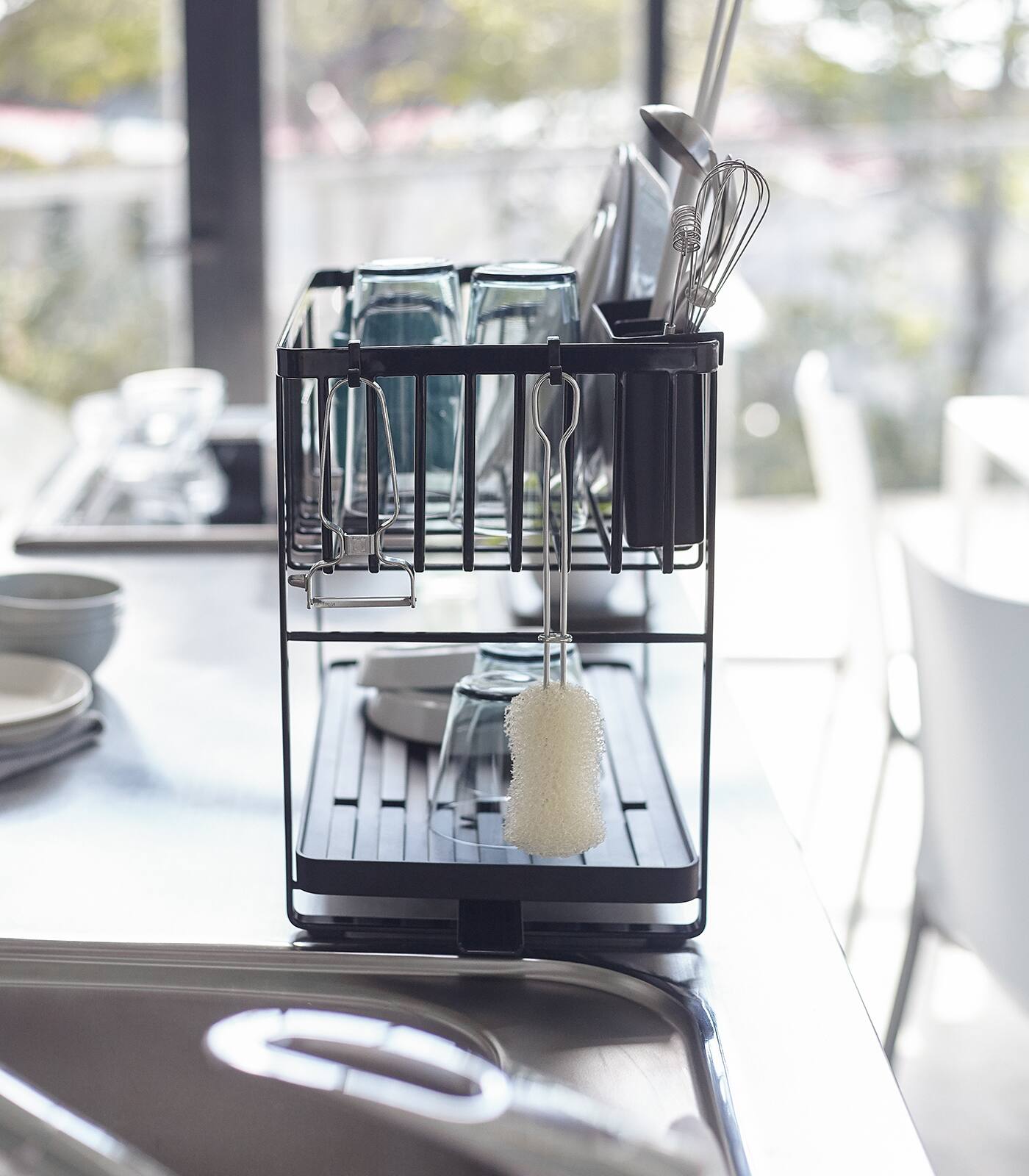 Back. Yamazaki Home - Two-Tier Wire Dish Rack.