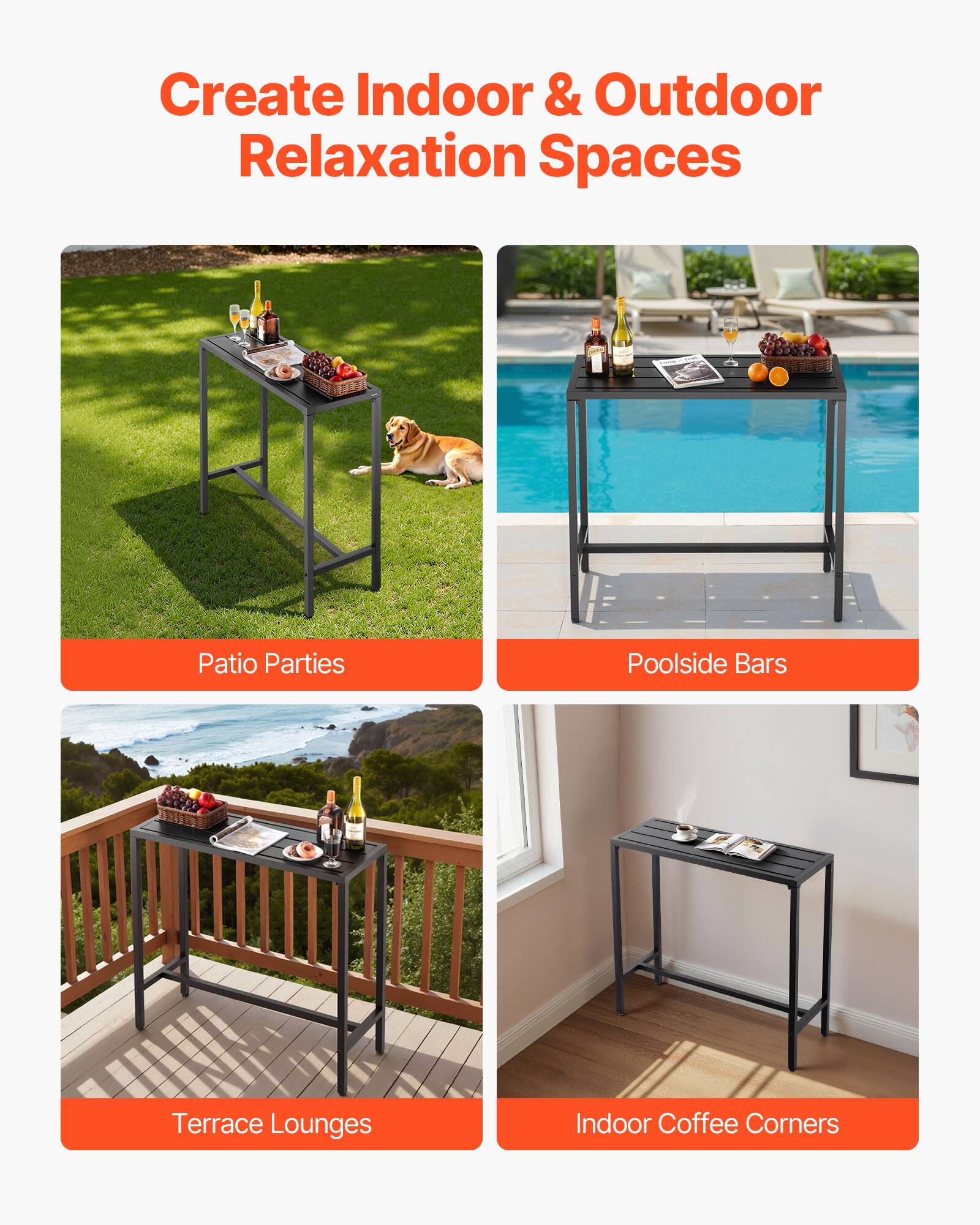 Create Indoor & Outdoor Relaxation Spaces

- Patio Parties
- Poolsides Bars
- Terrace Lounges
- Indoor Coffee Corners