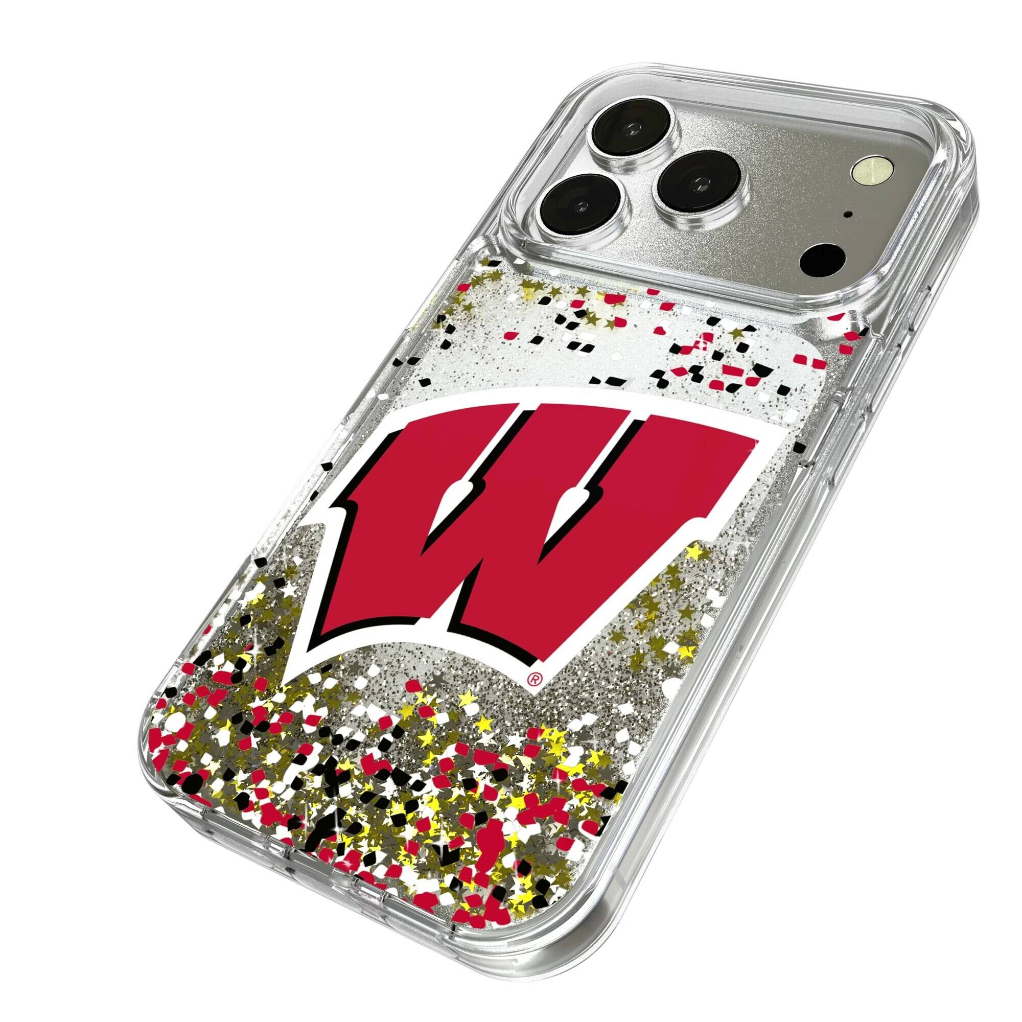 Alt View 1. Keyscaper - Wisconsin Badgers iPhone Glitter Confetti Design Case - 12 Pro Max - Multicolor.