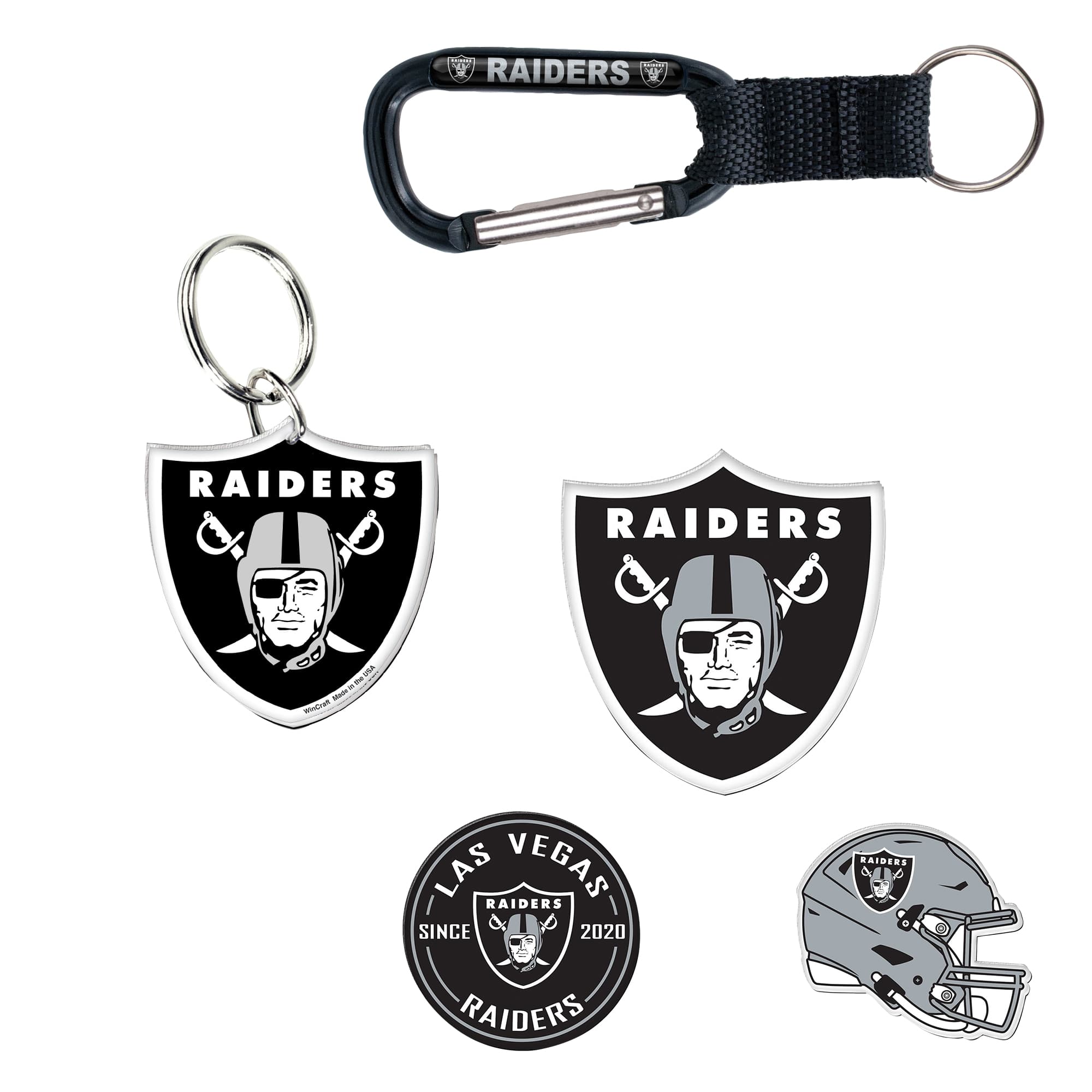 WinCraft - Las Vegas Raiders 5-Pack Key Ring and Fridge Magnet Set - Multicolor