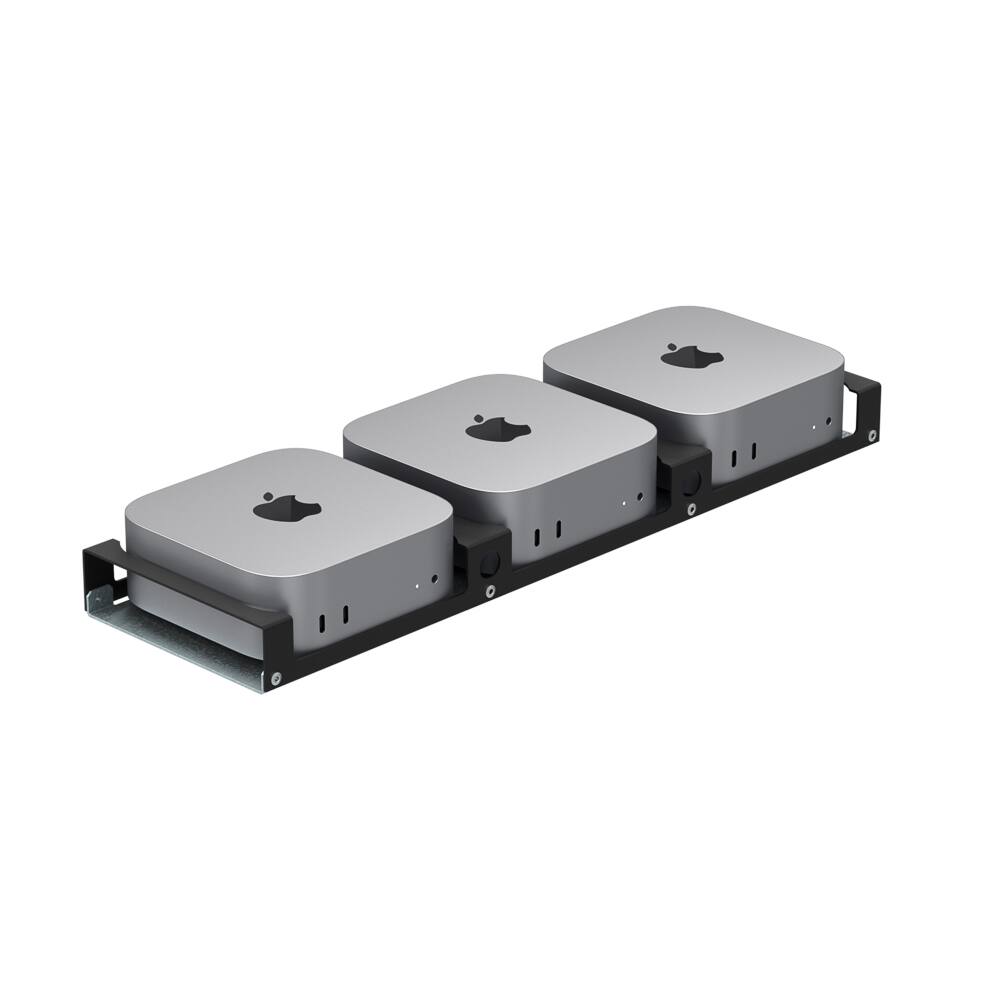 Alt View 7. RackSolutions - RackSolutions 3-Unit Mac Mini Bracket Set for Modular Shelf (M4, 2024) - Black.