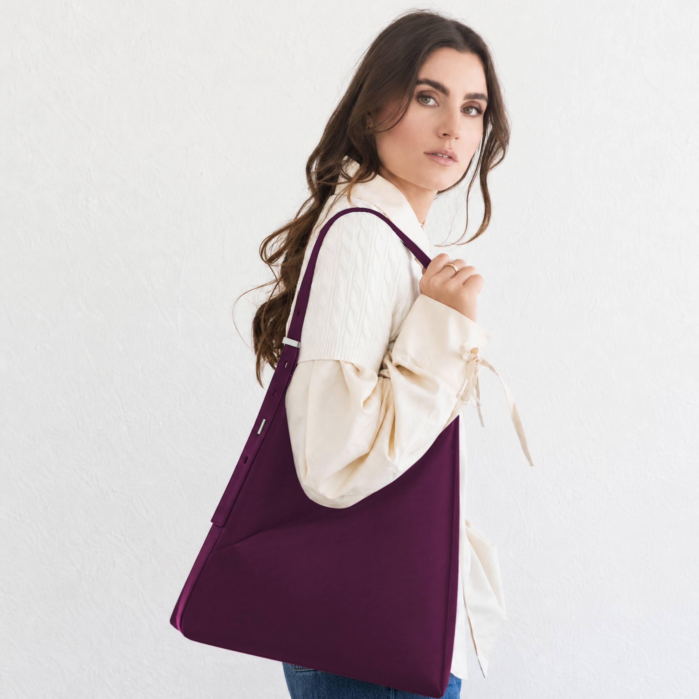 Alt View 8. Lux & Nyx - Lux & Nyx - Origami 16" Laptop Hobo Bag - Convertible Shoulder Bag - Wine.