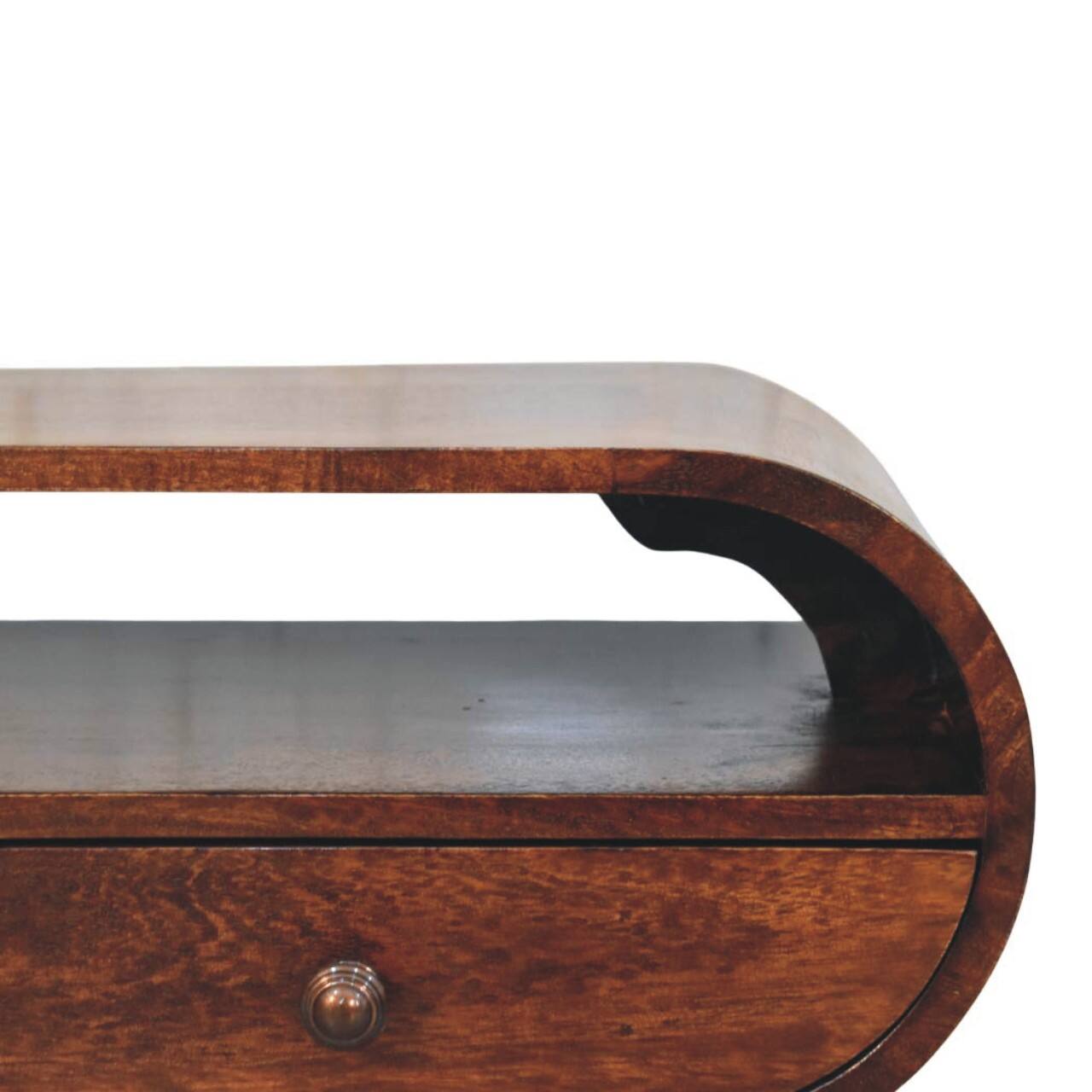 Back. Artisan Furniture - Artisan Furniture Solid Wood Walnut Curved Two Drawer Media Unit, Brown - Brown.