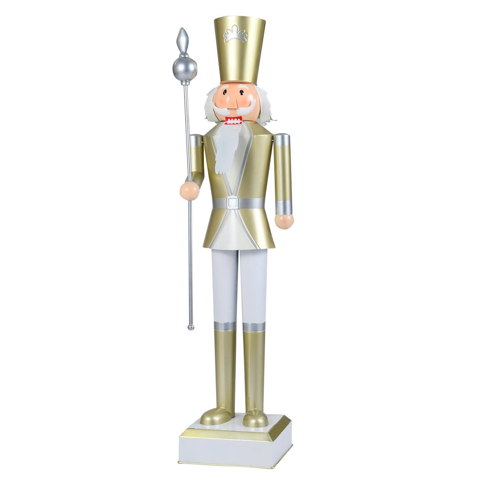 Alt View 9. Costway - Costway 4' Christmas Nutcracker with High Hat & Beautiful Scepter, Uniform & Boots for Yard Advent Calendar - Gold.