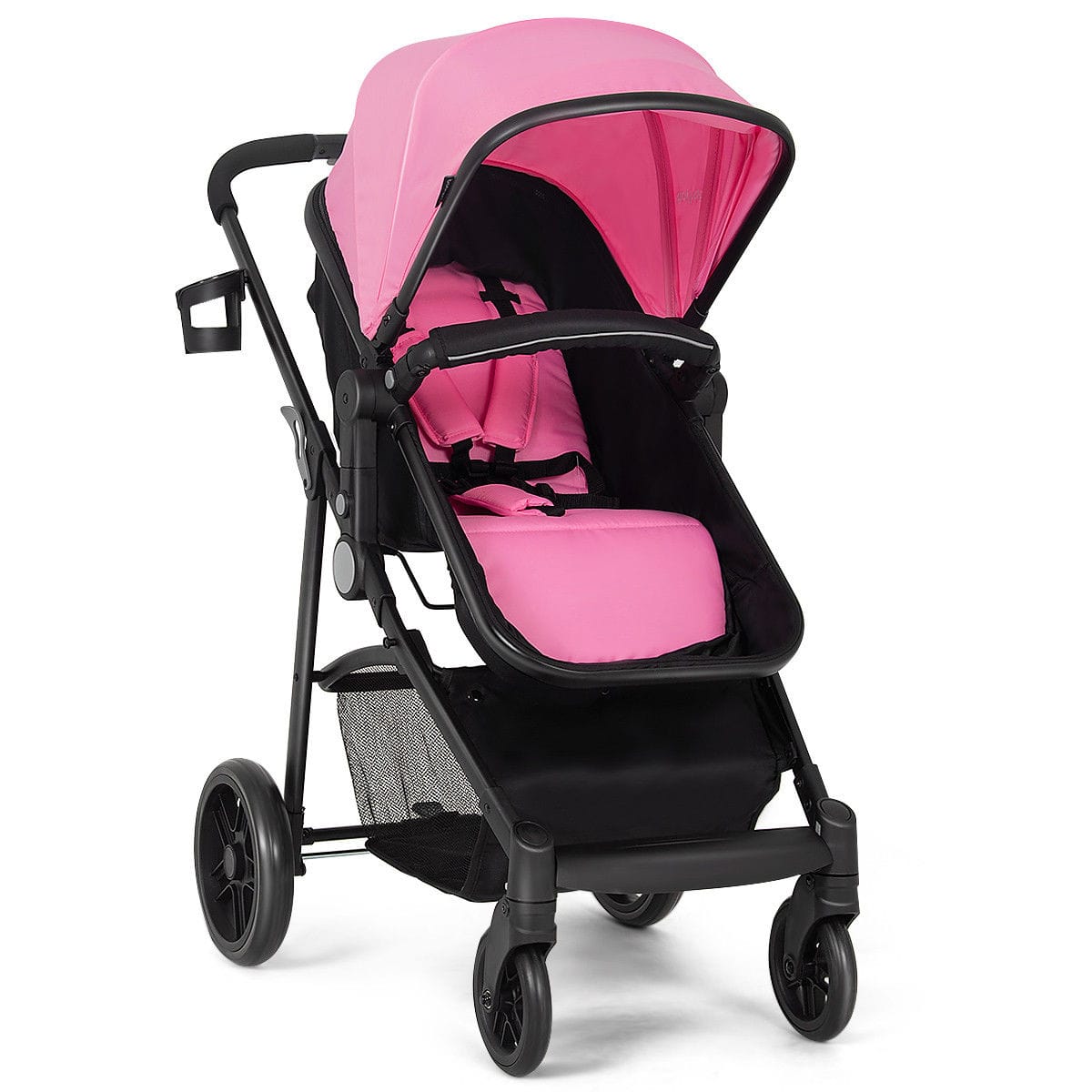 Front. Costway - Costway Foldable Baby Stroller 2 in1 Newborn Infant Travel Buggy Pushchair - Pink.