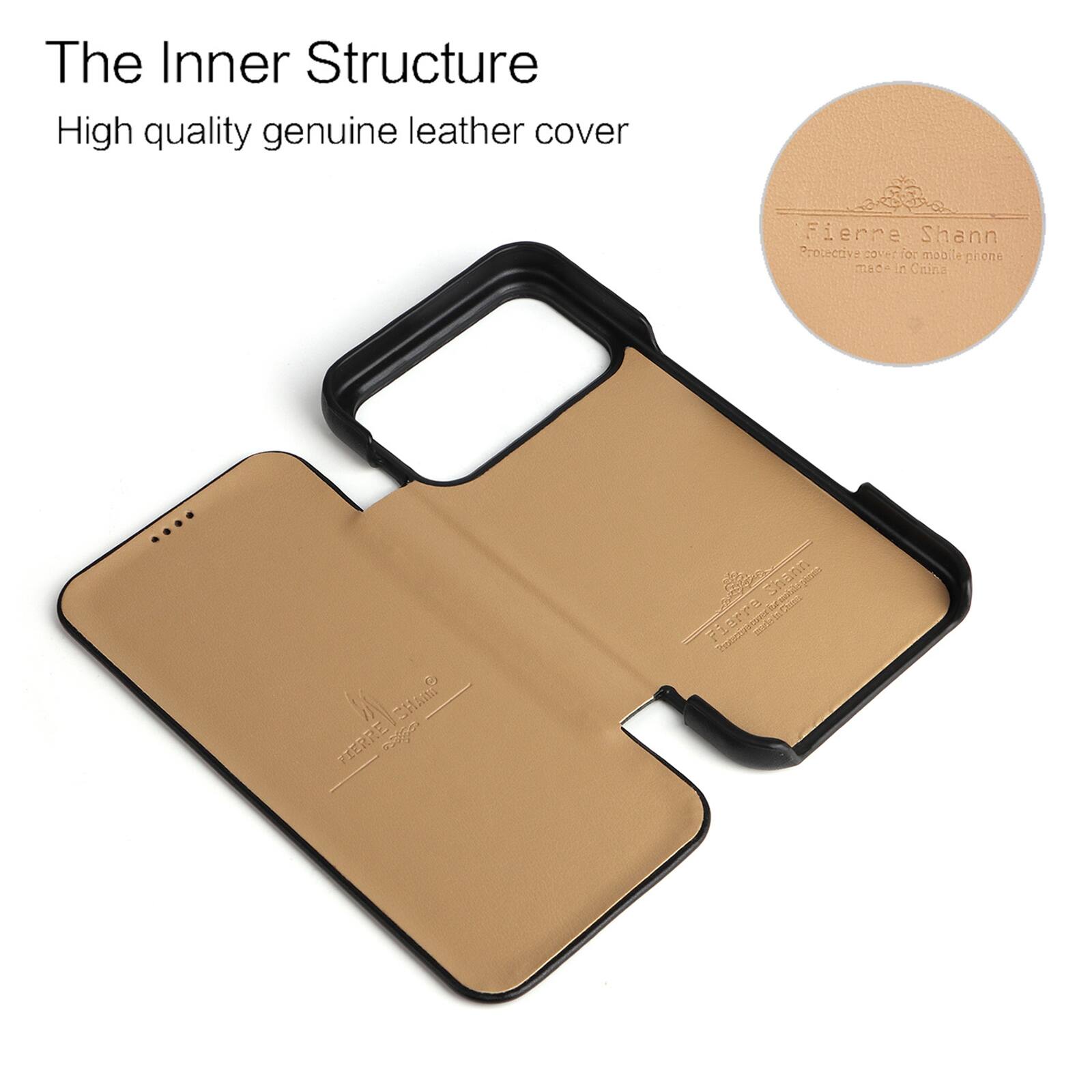 The Inner Structure  
High quality genuine leather cover  

Fierre Shann Protective cover for mobile phone made in China  

CHAM FIERRE  
Shann Fierre Photoso: modez