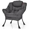 Costway - Modern Polyester Lazy Sofa Chair with Side Pocket - Gray