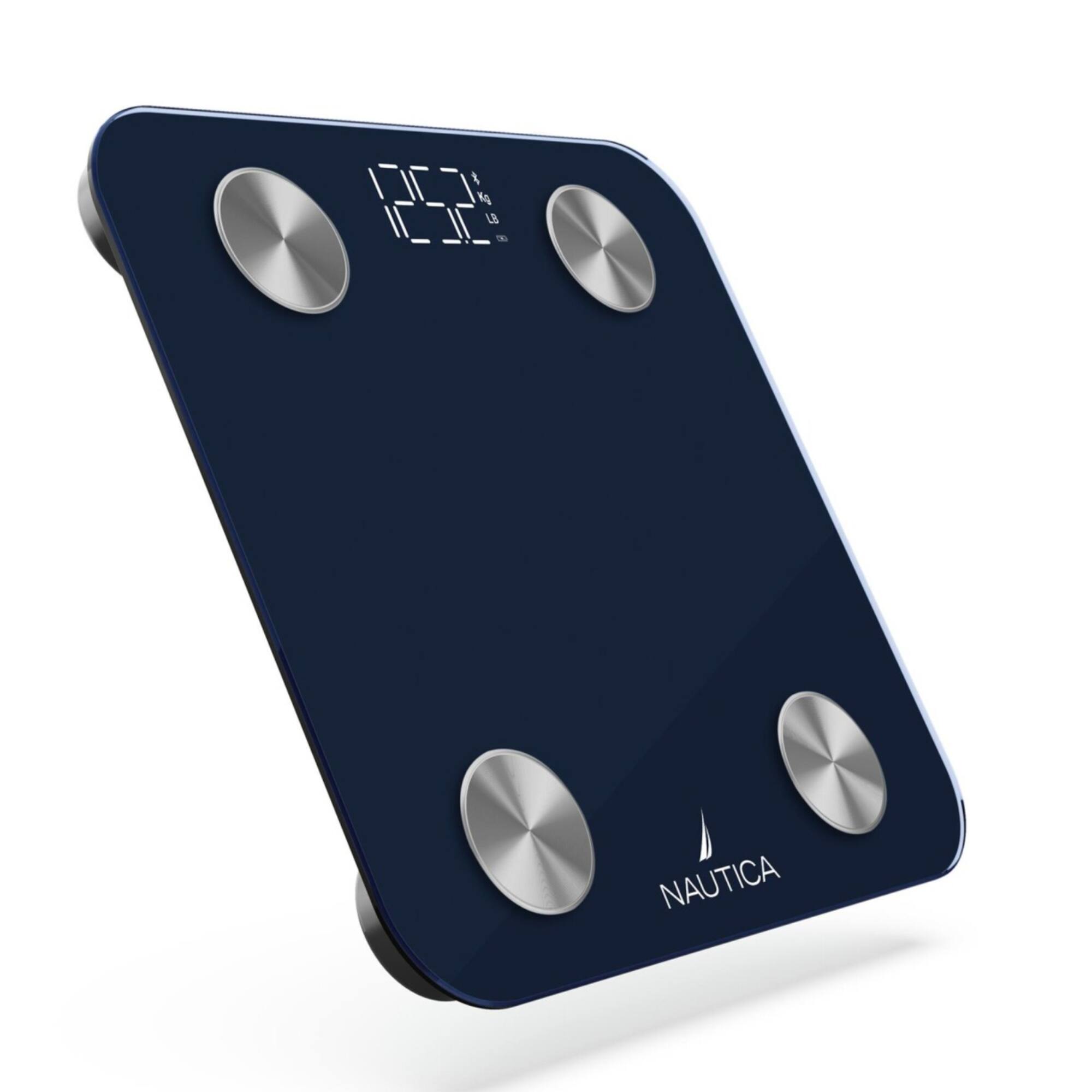 Angle. Nautica - Nautica Smart Body Scale, Fat, Muscle Mass Tracking & More, Syncs with Smartphone for Body Composition Tracking, 396 Lbs - Navy.