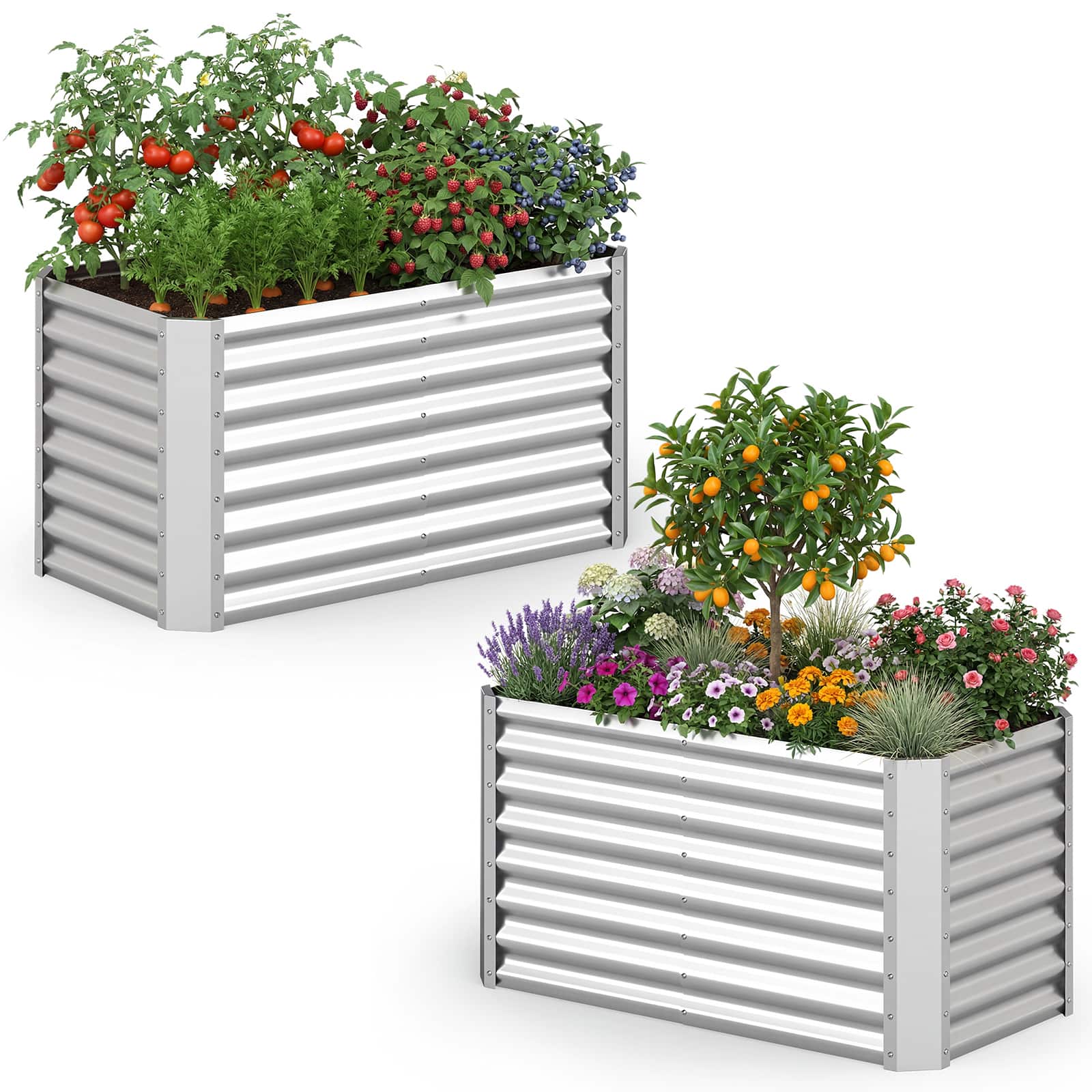 Gymax - 2PCS 4 x 2 x 2FT Galvanized Raised Garden Bed w/Open-Ended Base for Vegetable - Silver price history on PriceWatchPro