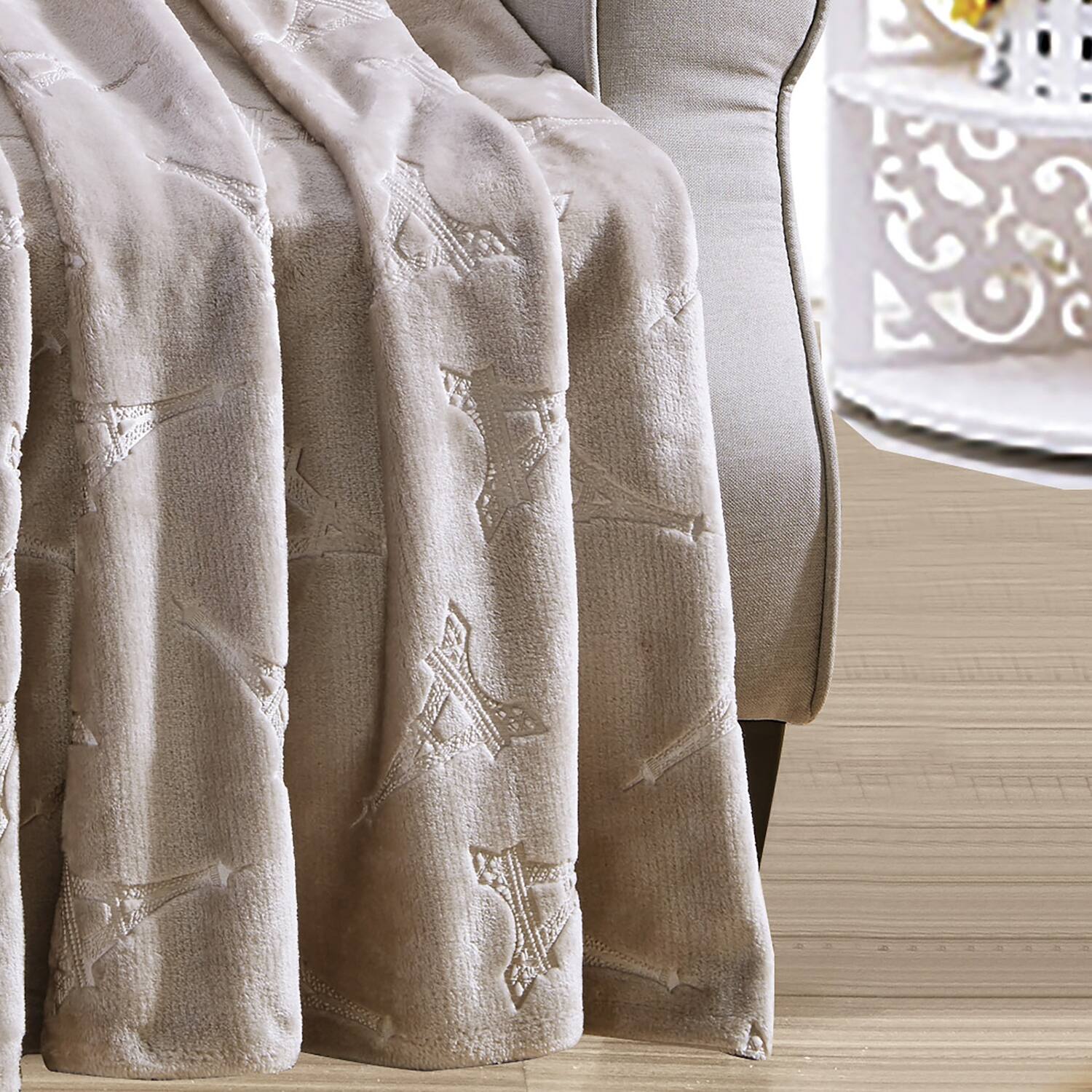 Alt View 2. Noble House - Plazatex Eiffel Tower Embossed Decorative Super Soft Throw Blanket for Sleep/Decor 2 Pack 50" x 60" Taupe - Taupe.