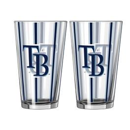 Logo Brands - Tampa Bay Rays Two-Piece 16oz. Striped Pint Glass Set - Multicolor