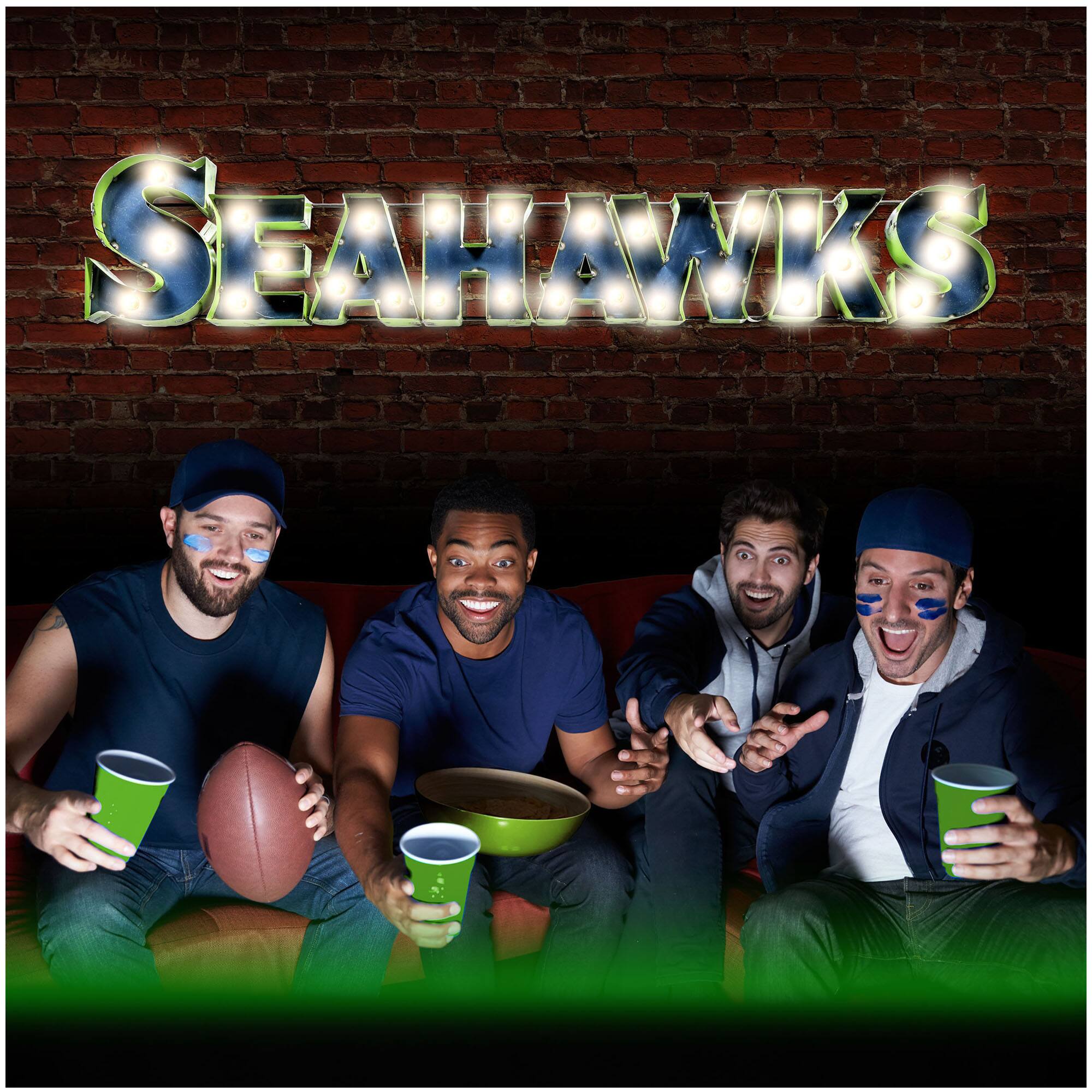 Alt View 2. Imperial - Seattle Seahawks 8.75'' x 57.75'' Lighted Recycled Metal Sign - Multicolor.