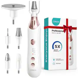 COSLUS - CX43 Electric Nail File, Wider for Thick Nails, Cordless, 5 Speeds, Men/Women/Seniors, Home Salon