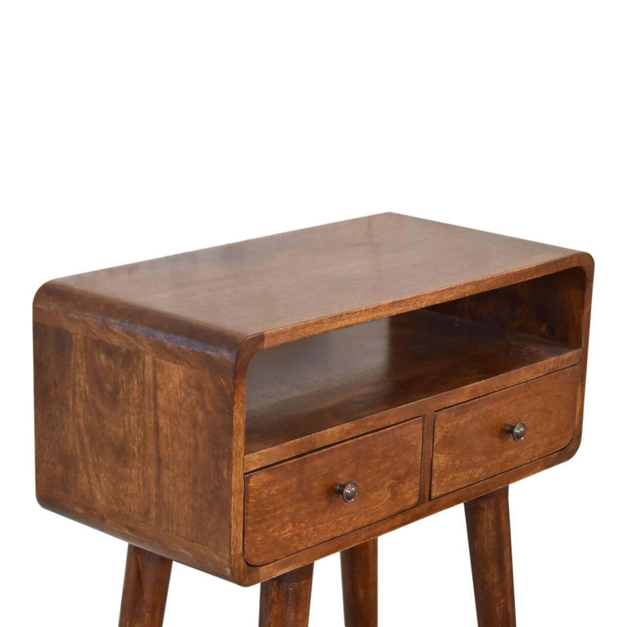 Alt View 2. Artisan Furniture - Artisan Furniture Solid Wood Mini Chestnut Console Table, 2 Drawers, 1 Open Slot, Brown - Brown.