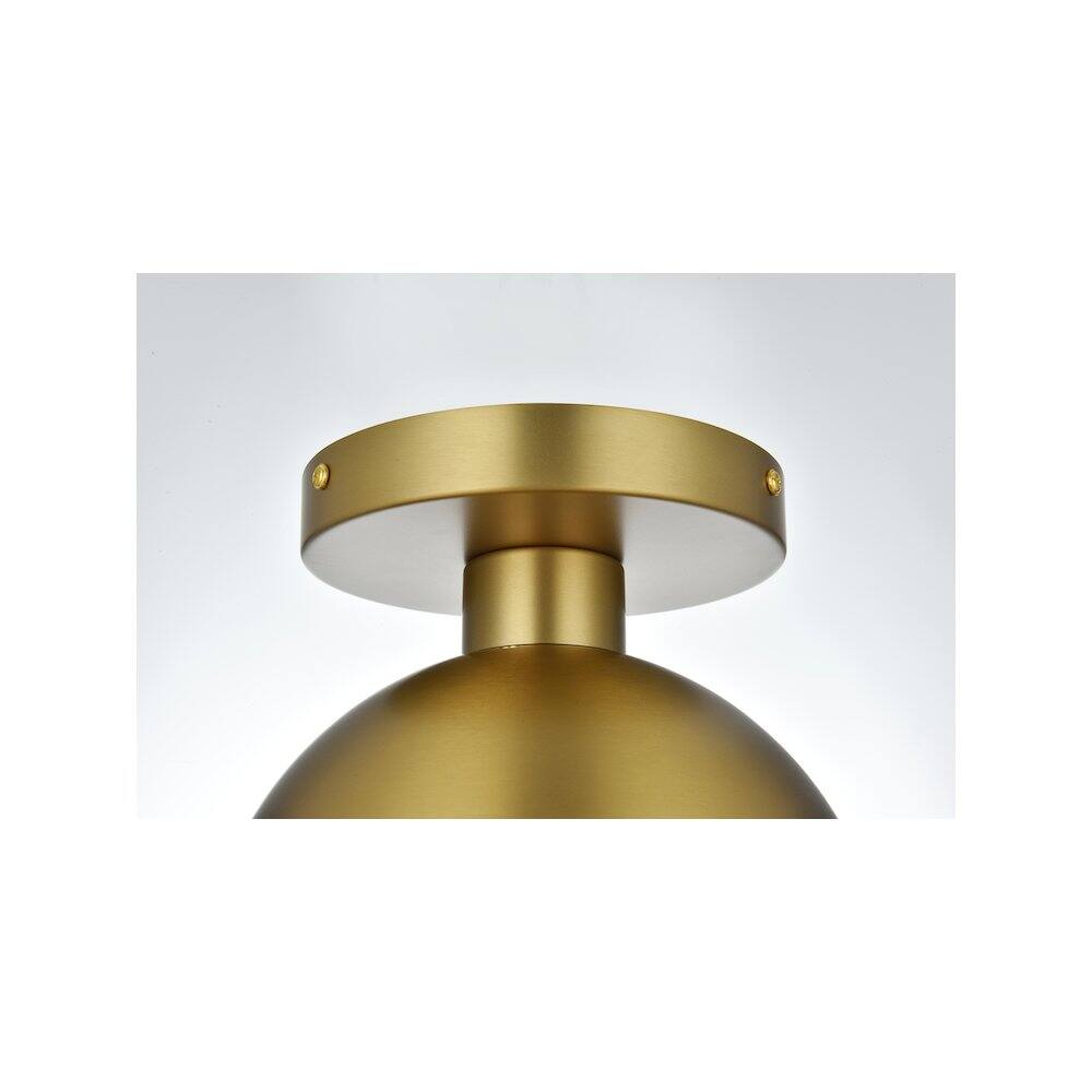Alt View 2. Living District - Eclipse 8 Inch Flush Mount Ceiling Light Frosted White Shade in Satin Gold - Satin Gold And Frosted White.