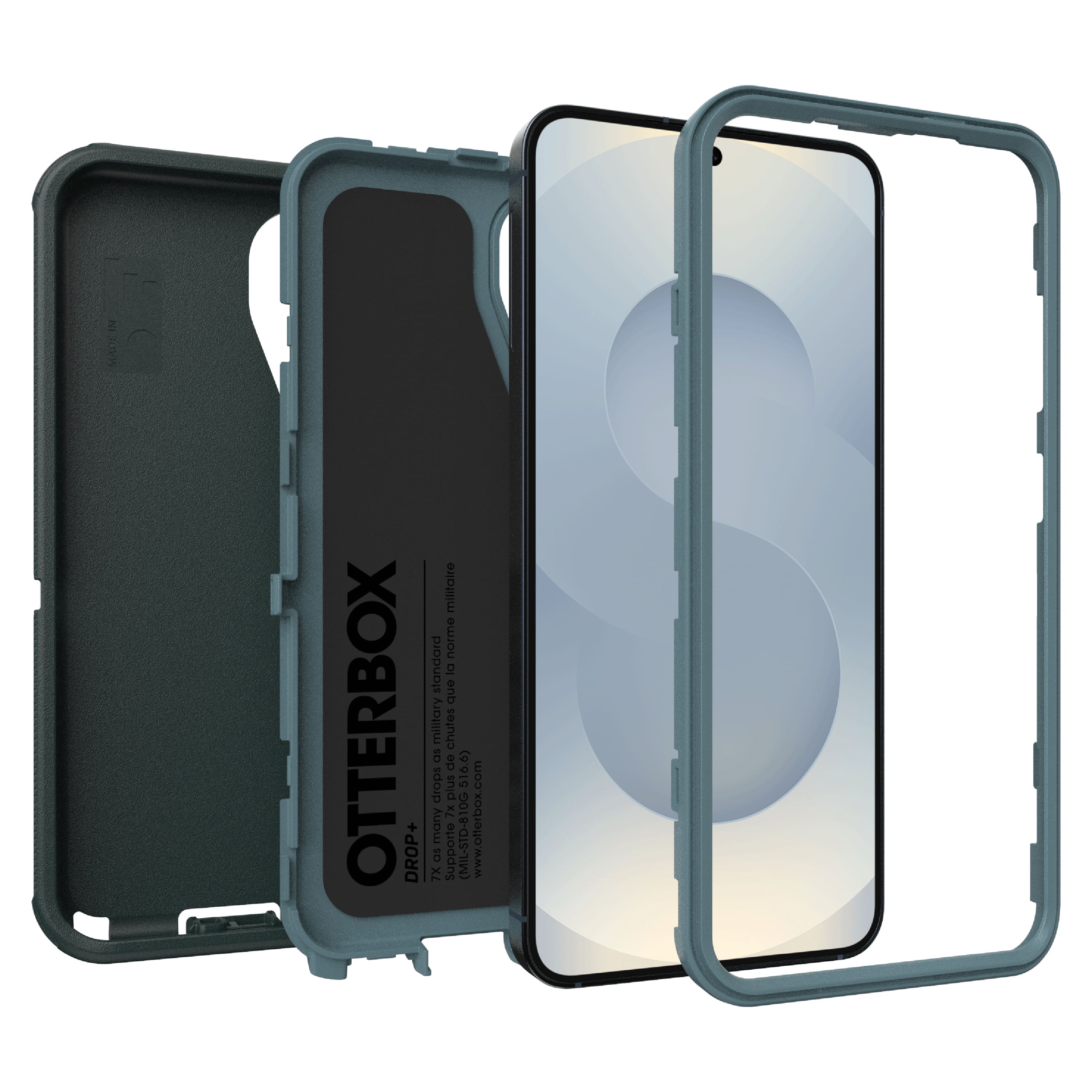 OTTERBOX DROP+ case for iPhone 11 Pro Max, featuring a clear back and a black front cover, designed to meet military drop test standards (MIL-STD-810G). The case is available in black and clear colors, and it supports wireless charging. The case is compatible with the iPhone 11 Pro Max and is available at the official Otterbox website.