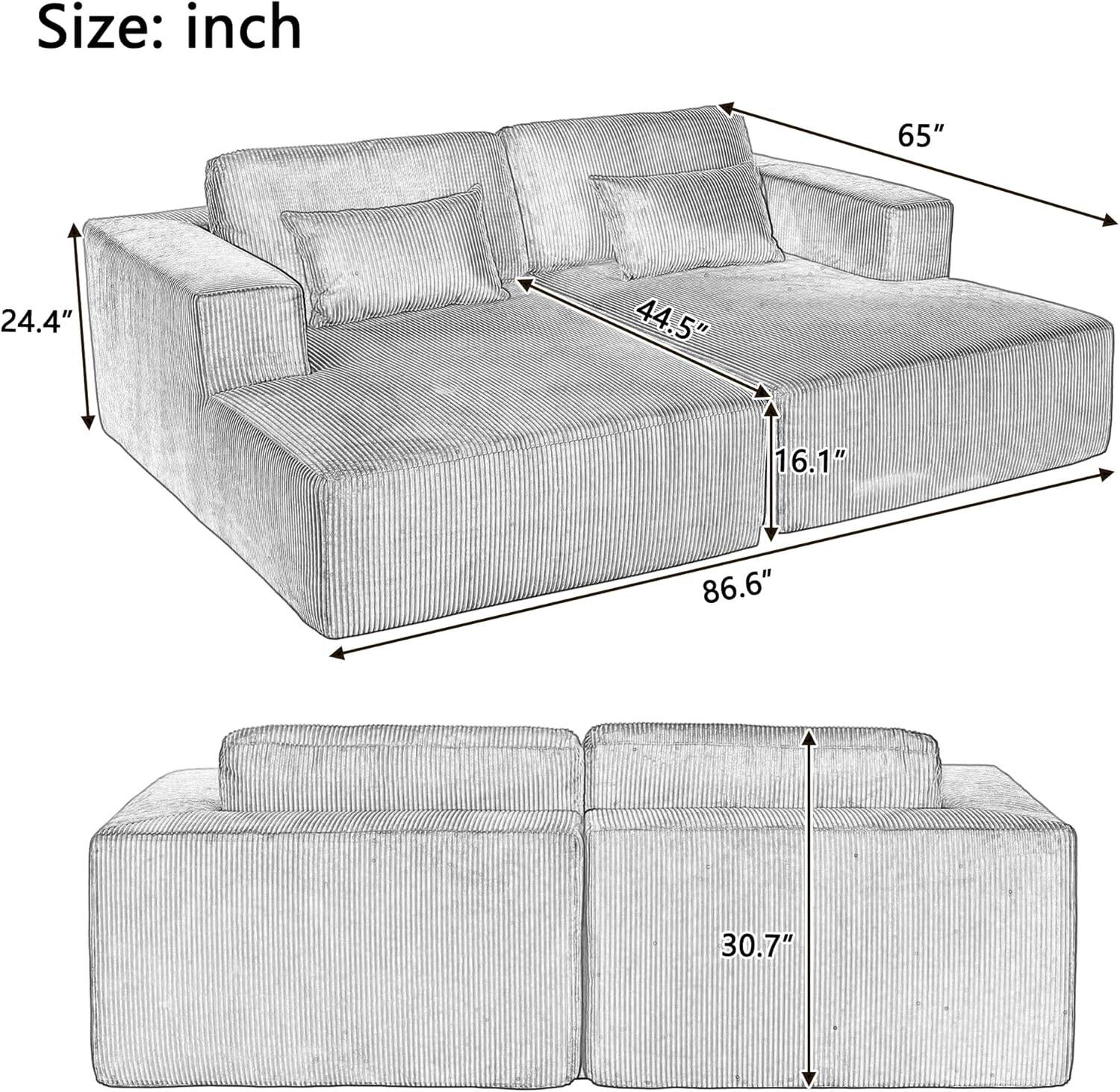 Size: inch  
65"  
24.4"  
44.5"  
16.1"  
86.6"  
30.7"