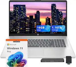 HP - 17.3" FHD Laptop,Intel i5-1334U,16GB RAM,1TB SSD+160GB Docking Station,Win 11 Pro - Silver