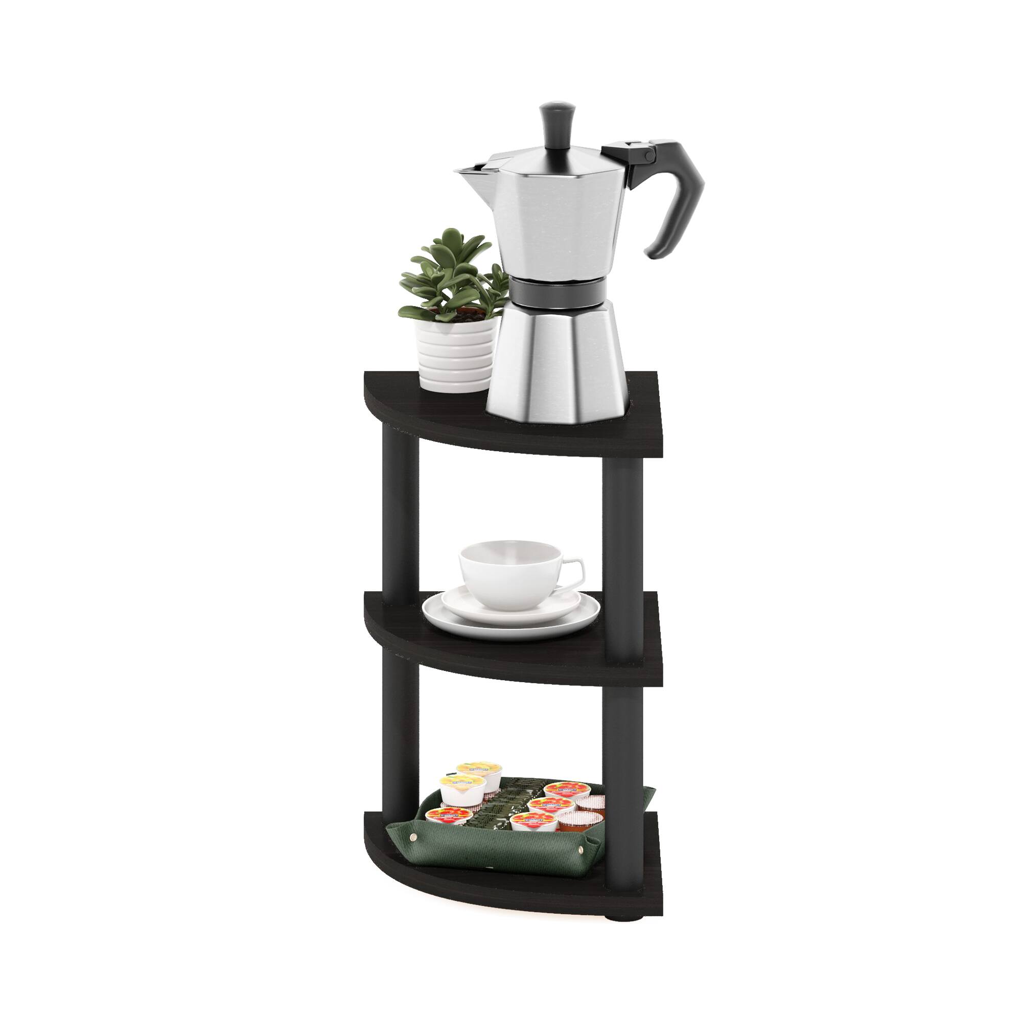 Alt View 4. Furinno - Turn-N-Tube 3-Tier Corner Countertop Organizer Shelf - Espresso/Black.