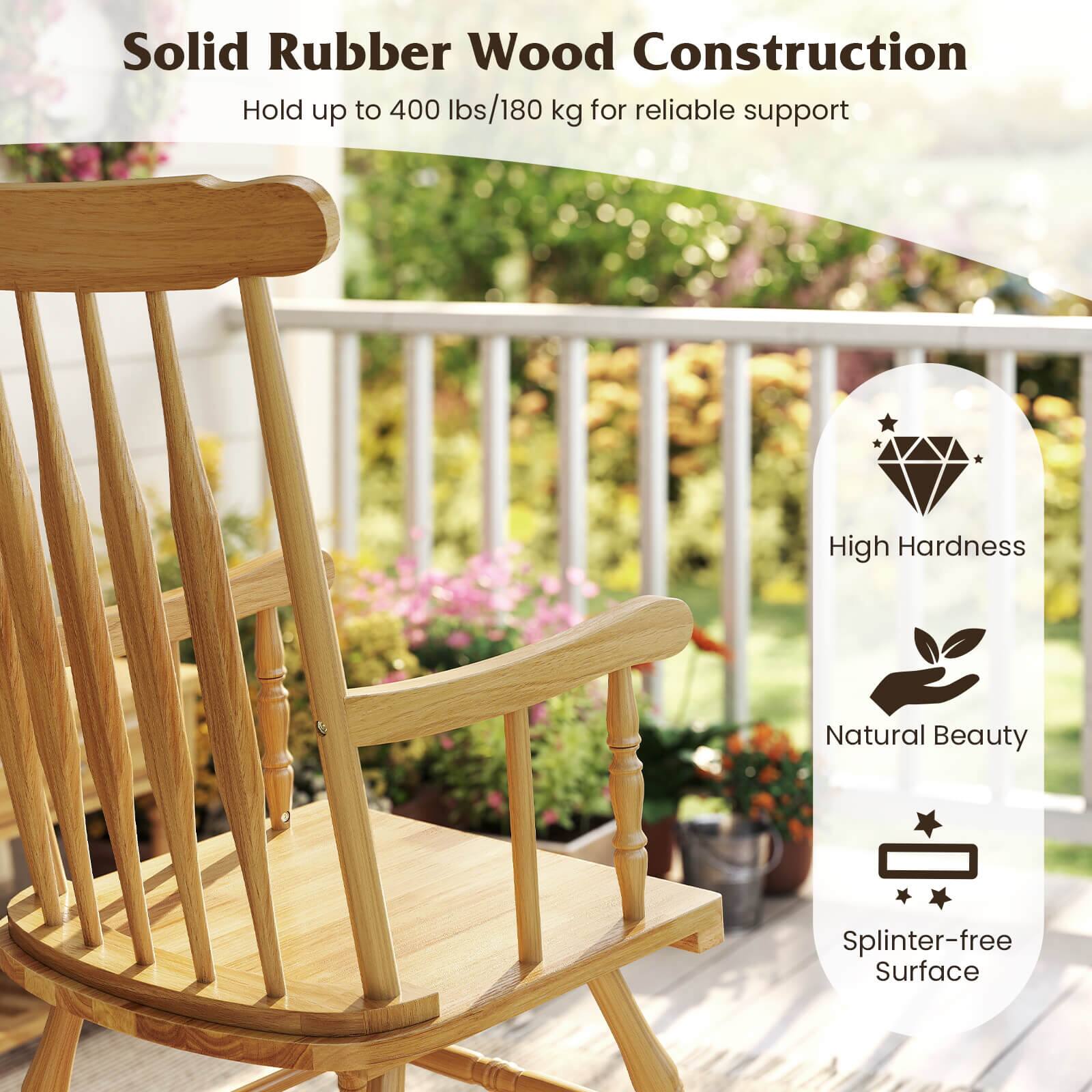 Solid Rubber Wood Construction, Hold up to 400 lbs/180 kg for reliable support, High Hardness, Natural Beauty, Splinter-free Surface