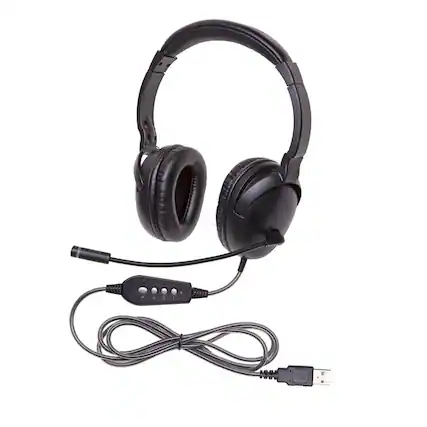 Front. Califone - NeoTech Plus Series Headphone with Mic & USB Plug.