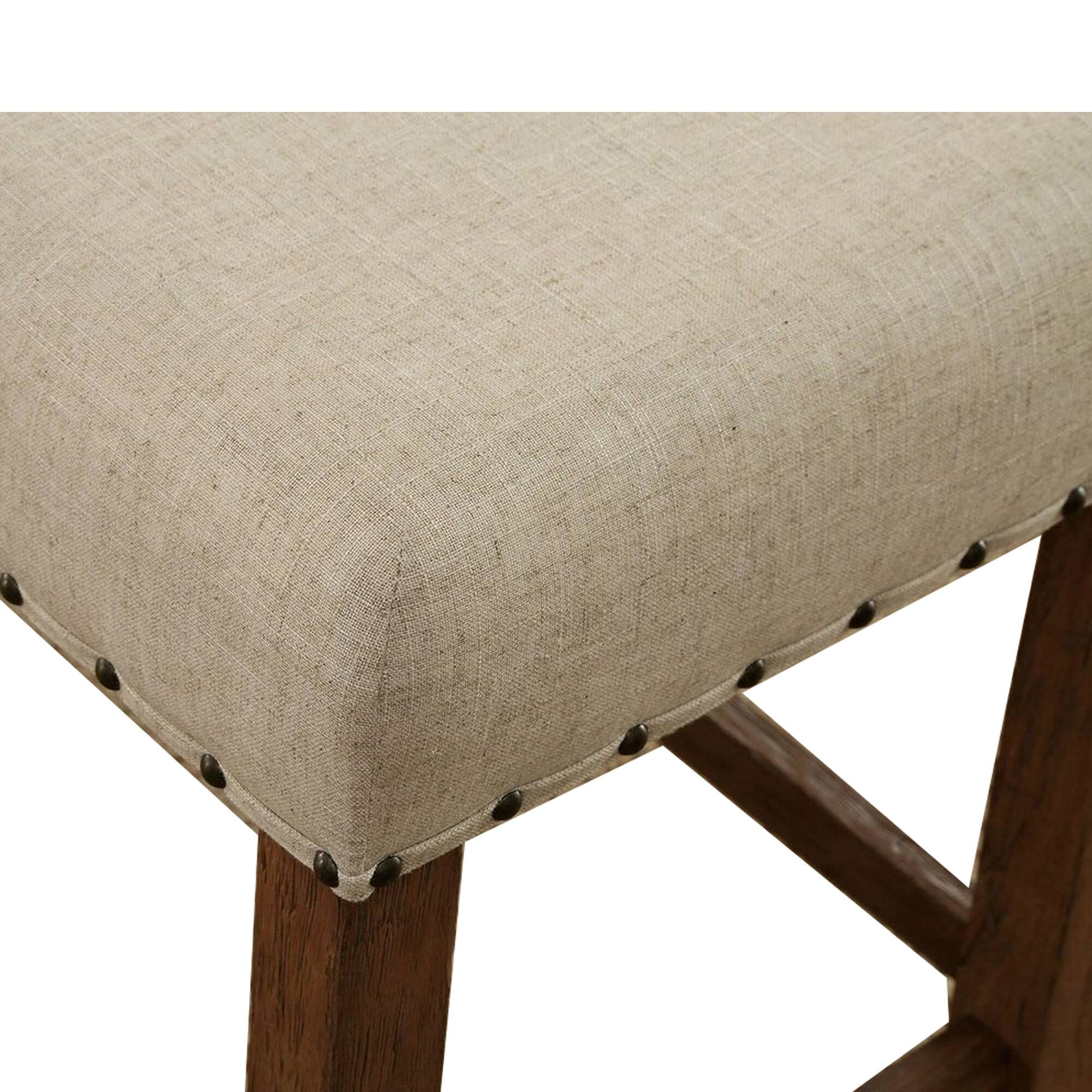 Alt View 3. Manhattan Lane - Sania Rustic Counter Height Chair In Ivory Linen, Set of 2 - Natural Tone.