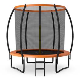Gymax - 12FT Recreational Trampoline w/ Ladder Enclosure Net Safety Pad Outdoor - Orange