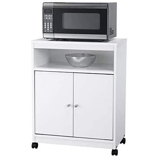 SlickBlue - Utility Cart with Wheels for Kitchen Storage and Microwave - White