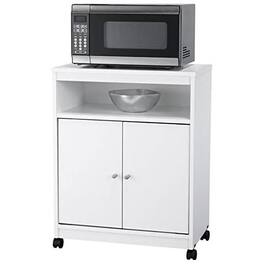 SlickBlue - Utility Cart with Wheels for Kitchen Storage and Microwave - White