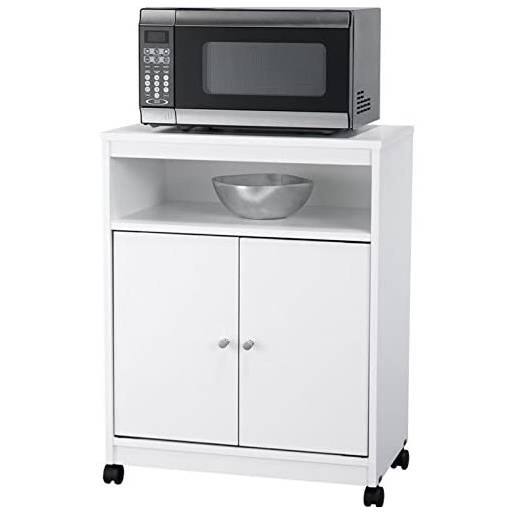 Front. SlickBlue - Utility Cart with Wheels for Kitchen Storage and Microwave - White.