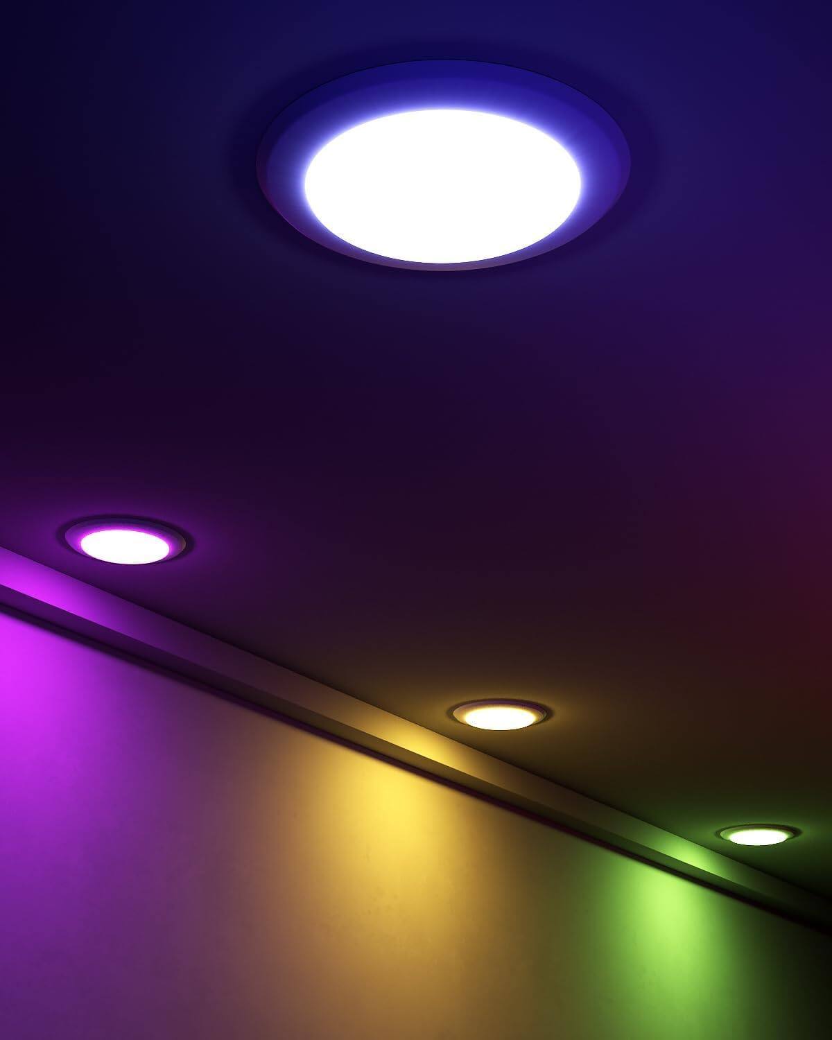 Angle. Lumary - Smart 5/6 " Recessed Lighting, WiFi Color Changing Dimmable , Compatible with Alexa & Google Assistant, 1 Pack - White.