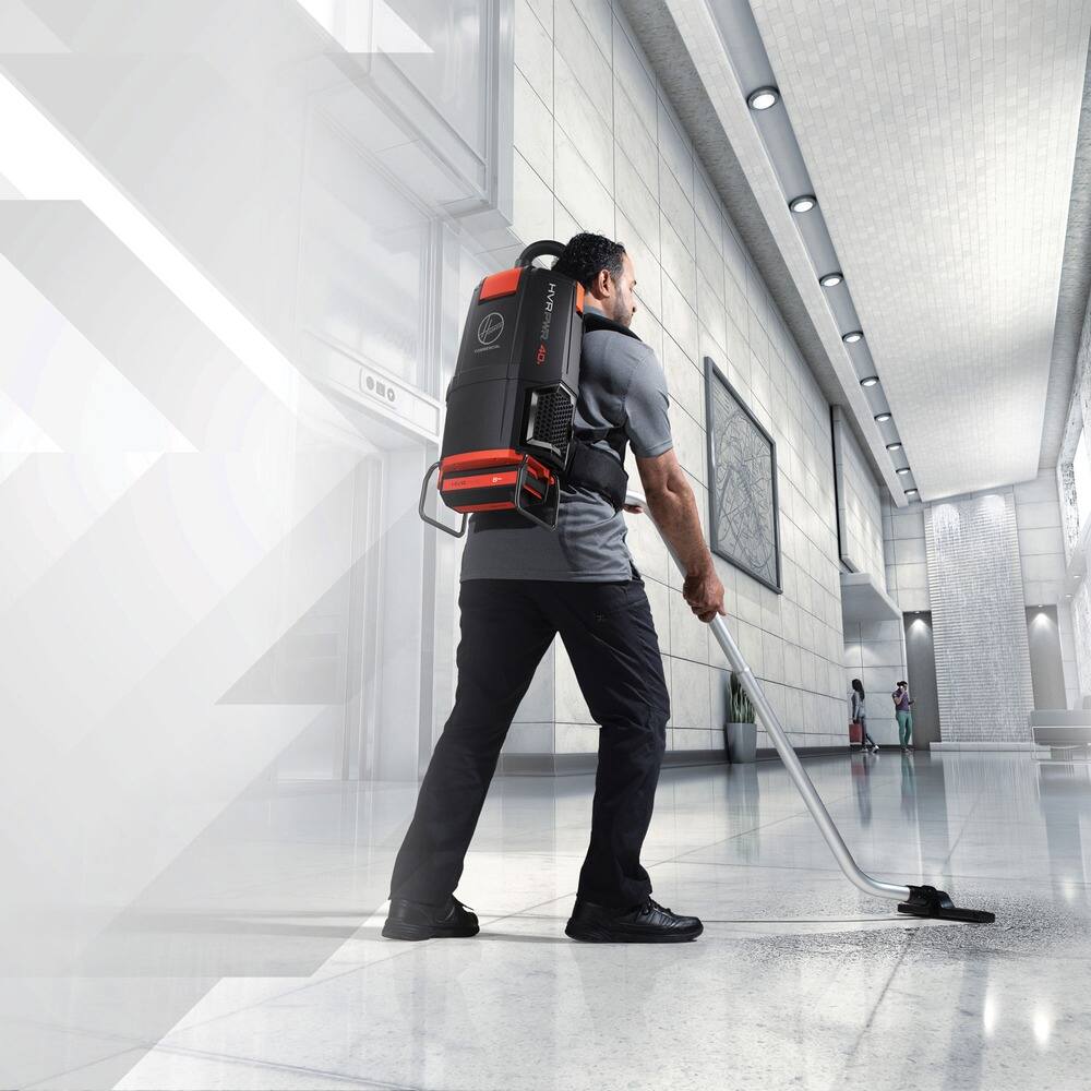 Angle. Hoover - Hoover Commercial CH93600 HVRPWR 6 quart 40V Cordless Backpack Vacuum - Black - Black.