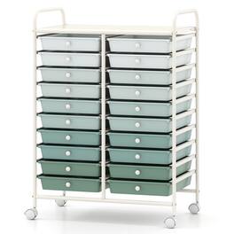 Costway - 20-Drawer Rolling Art & Craft Storage Cart with Removable Drawers & Metal Frame,Lockable Wheels - Gradient Green