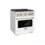 Left. ZLINE - Autograph 30" Paramount Gas Range w/ 4 Burners & White Door w/ Bronze Accents (SGRZ-WM-30-CB) - White.