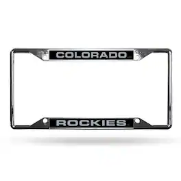 Rico Industries - Colorado Rockies Baseball 4-Corner EZ View Chrome Metal Laser License Plate Frame - Multi