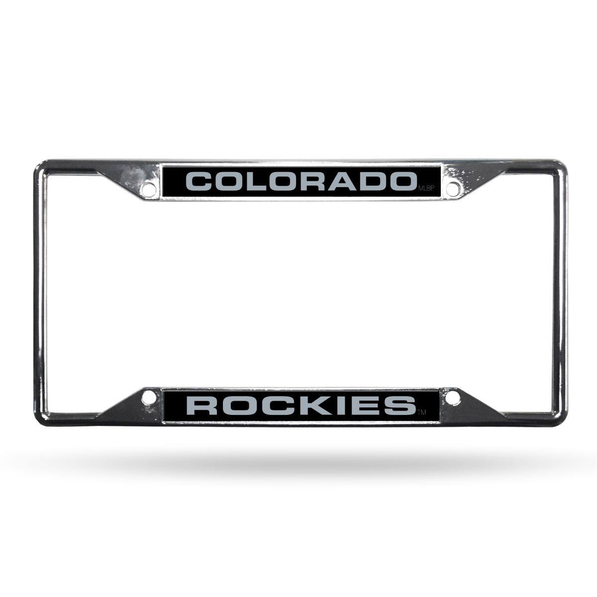 Colorado Rockies Baseball 4-Corner EZ View Chrome Metal Laser License Plate Frame