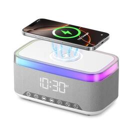 Dazzed Corner - Portable Bluetooth Speaker with Fast Wireless Charging - White