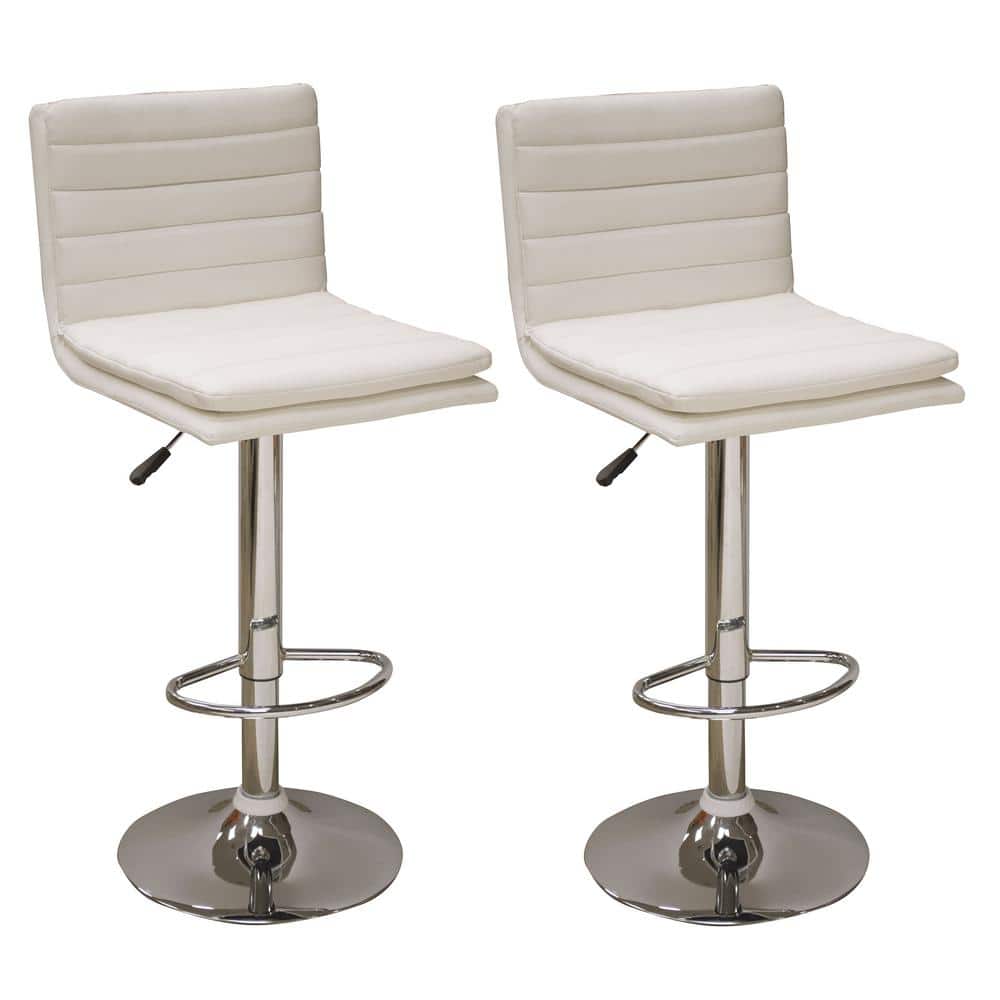 AmeriHome - Modern Ripple Back Bar Stool - 2 Piece - White
