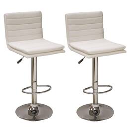 AmeriHome - Modern Ripple Back Adjustable Bar Stool - 2 Piece - White