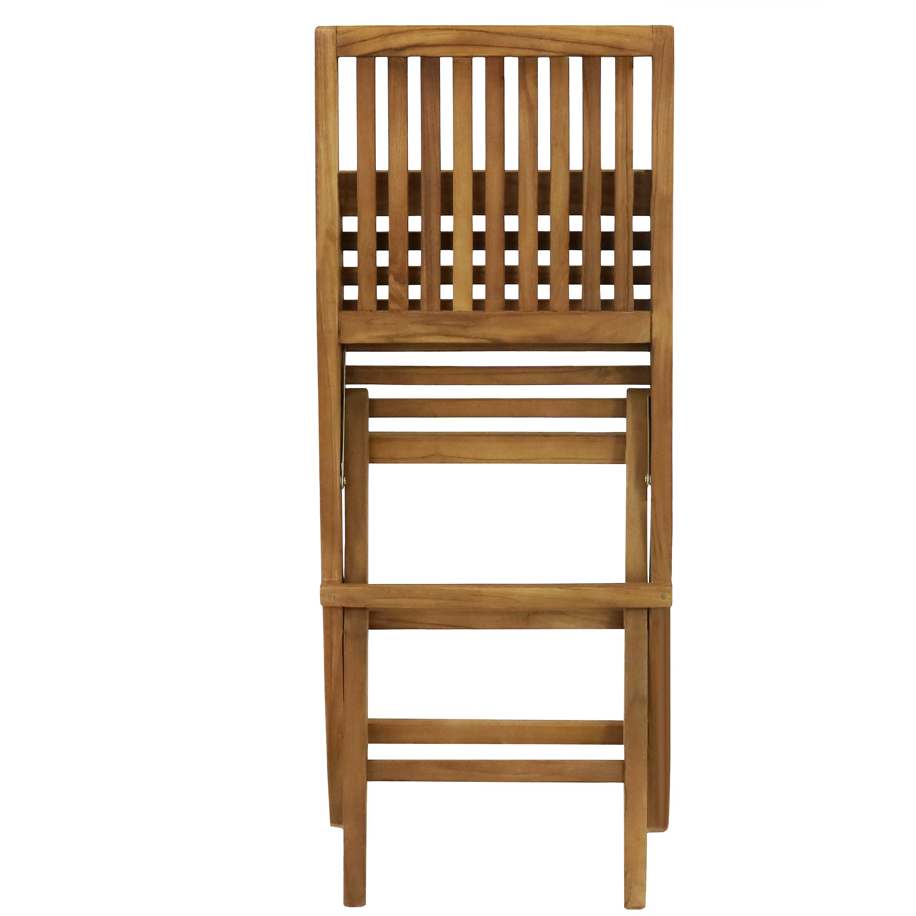 Alt View 7. Sunnydaze - Nantasket Solid Teak Folding Slat-Back Patio Chair - Set of 2 - Light Brown.