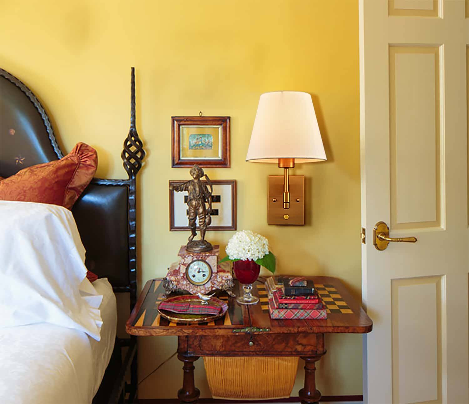 Angle. MOOSE - Plug-in Wall Sconces Set Of Two Beige Shade Swing Arm Wall Lamp - Gold.