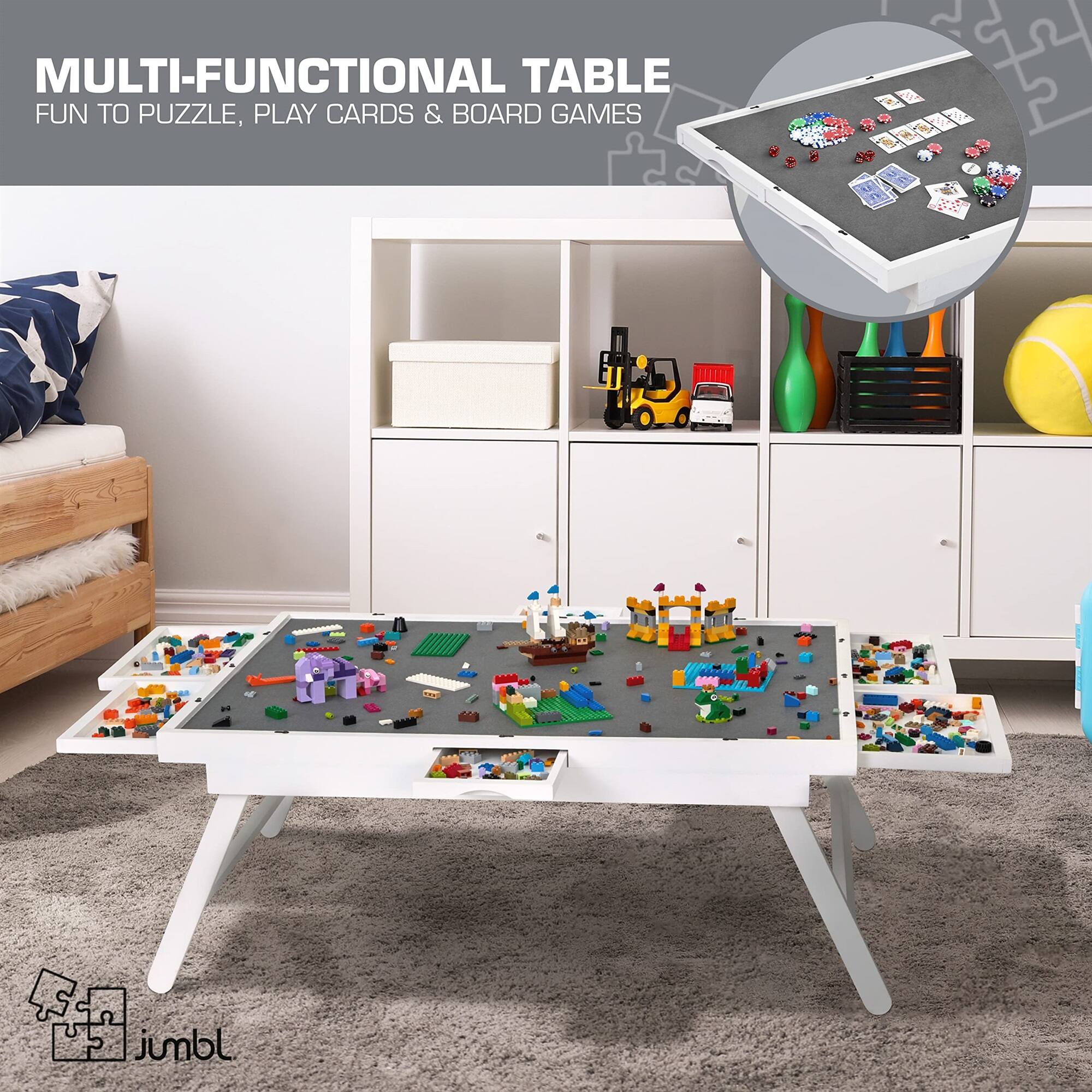 MULTI-FUNCTIONAL TABLE
FUN TO PUZZLE, PLAY CARDS & BOARD GAMES
388115 JmbL