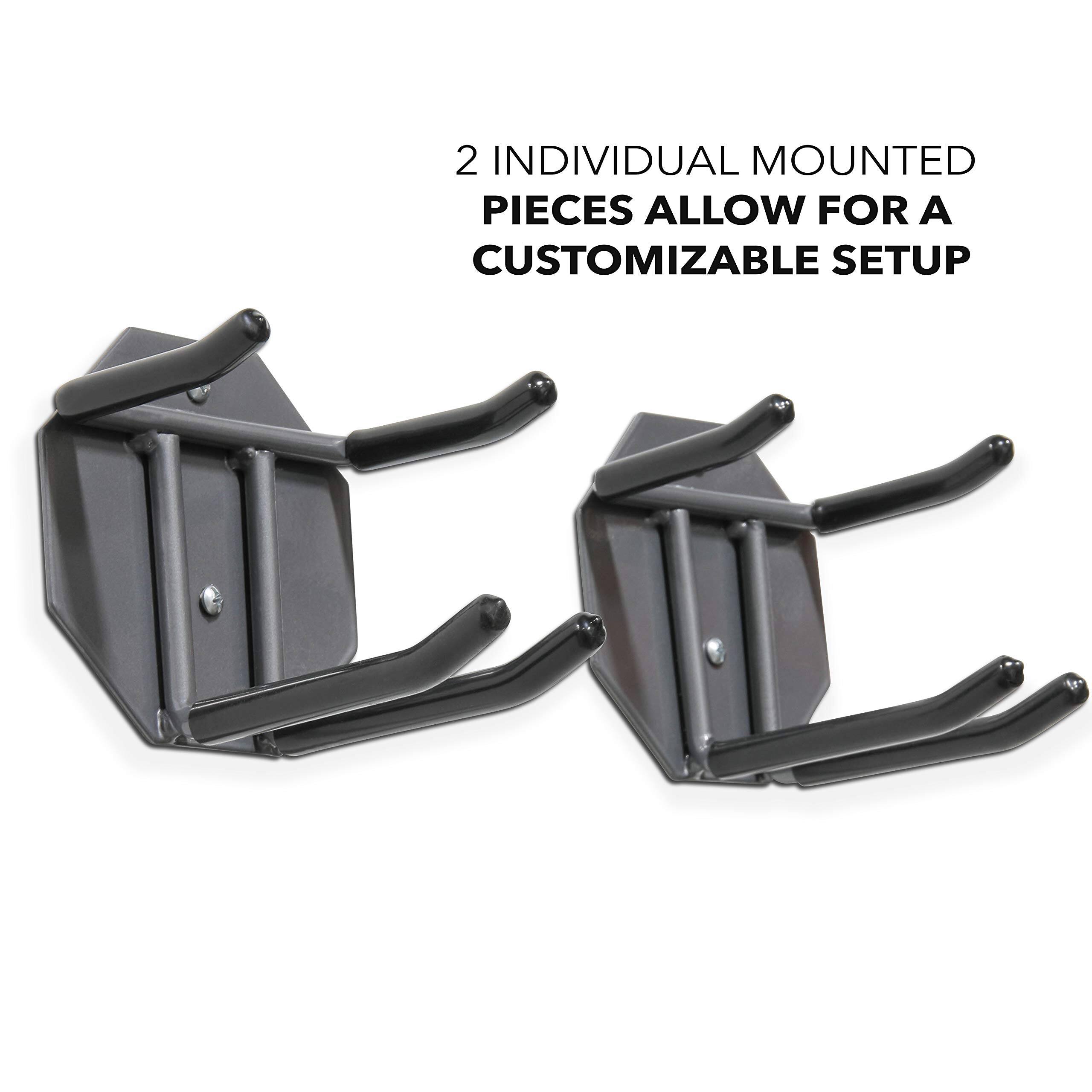 The text on the image reads: "2 Individual Mounted Pieces Allow for a Customizable Setup."