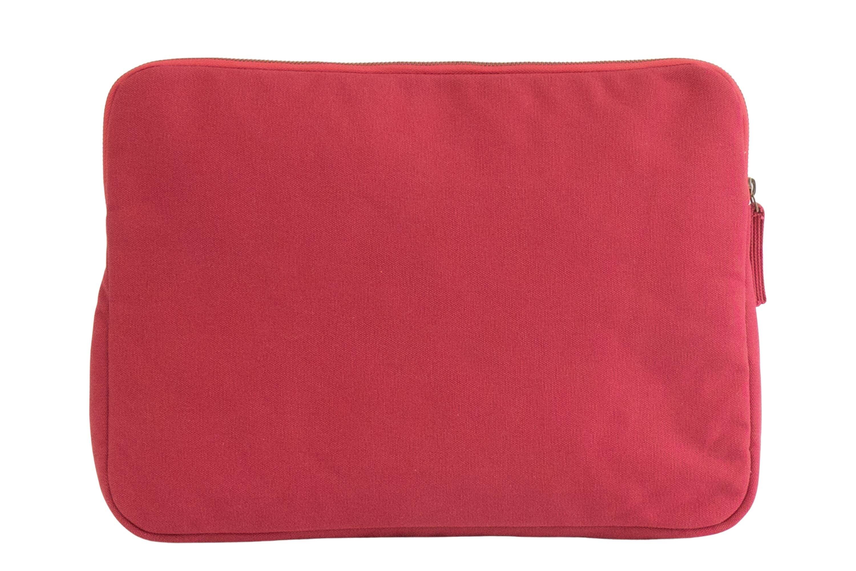 Back. Terra Thread - Organic Cotton Laptop Sleeve 15 inches - Ruby Red.