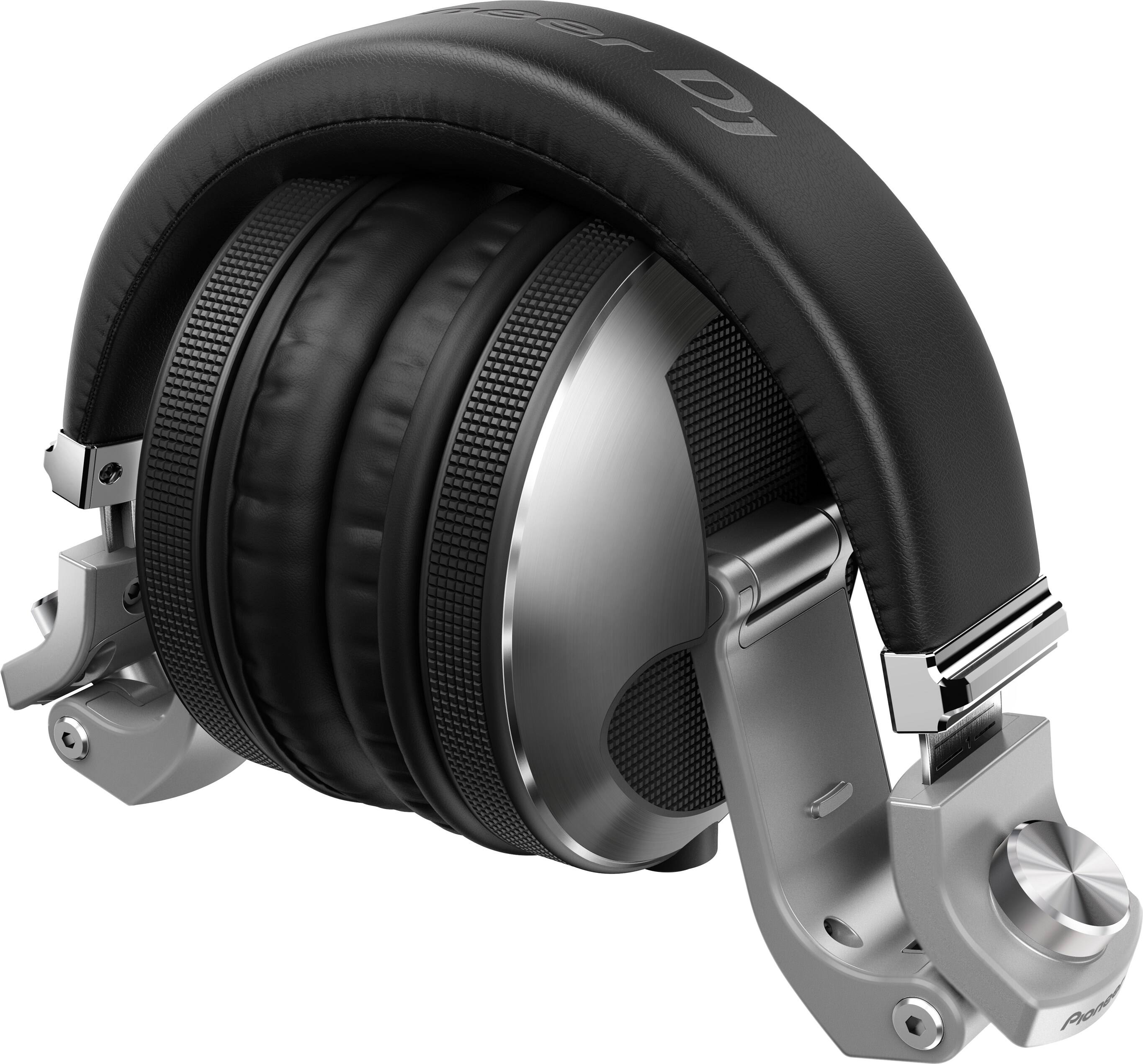 Left. Pioneer DJ - Flagship Over-Ear DJ Headphones, Includes Coiled Cable & Straight Cable - Silver.