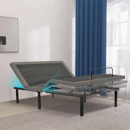 Front. Vipbear - Vipbear adjustable Bed Frame, Adjustable Bed Base with Wireless Remote, Separate Head/Foot Lift, Sturdy Metal,Queen - Black.